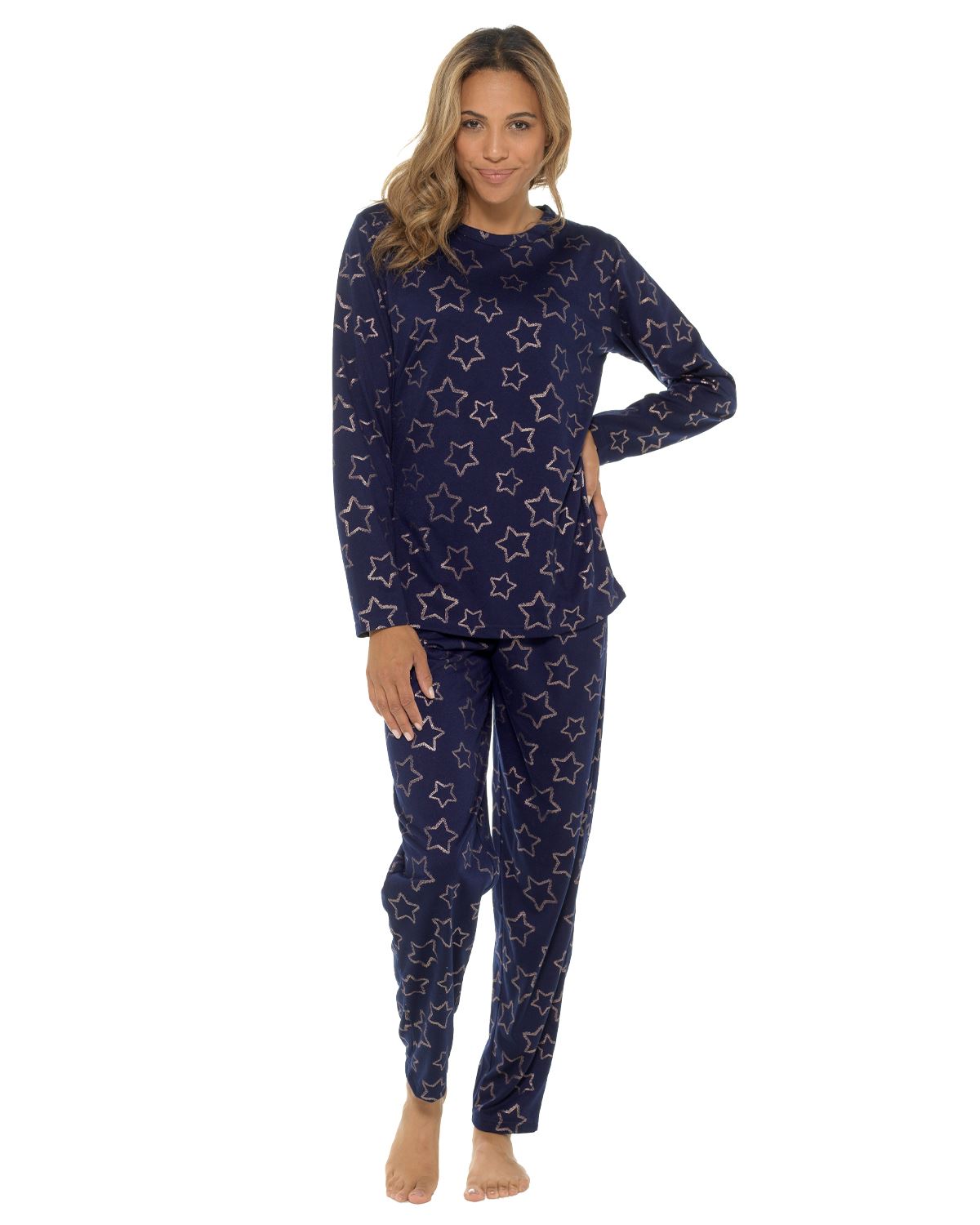 Long Jersey Pyjamas Ladies Soft Cotton Animal Print Pyjama Set Nightwear - Picture 28 of 35