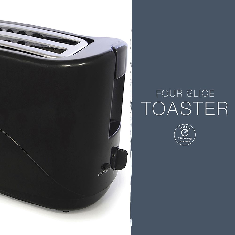 4-Slice Toaster Large Slots Cool Touch Slide-Out Crumb Tray Adjustable Browning - Picture 3 of 11