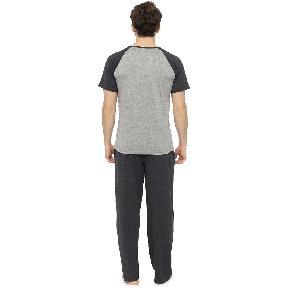 Mens Jersey Cotton Short Sleeve Long Nightwear Pajamas Lounge PJs Hood