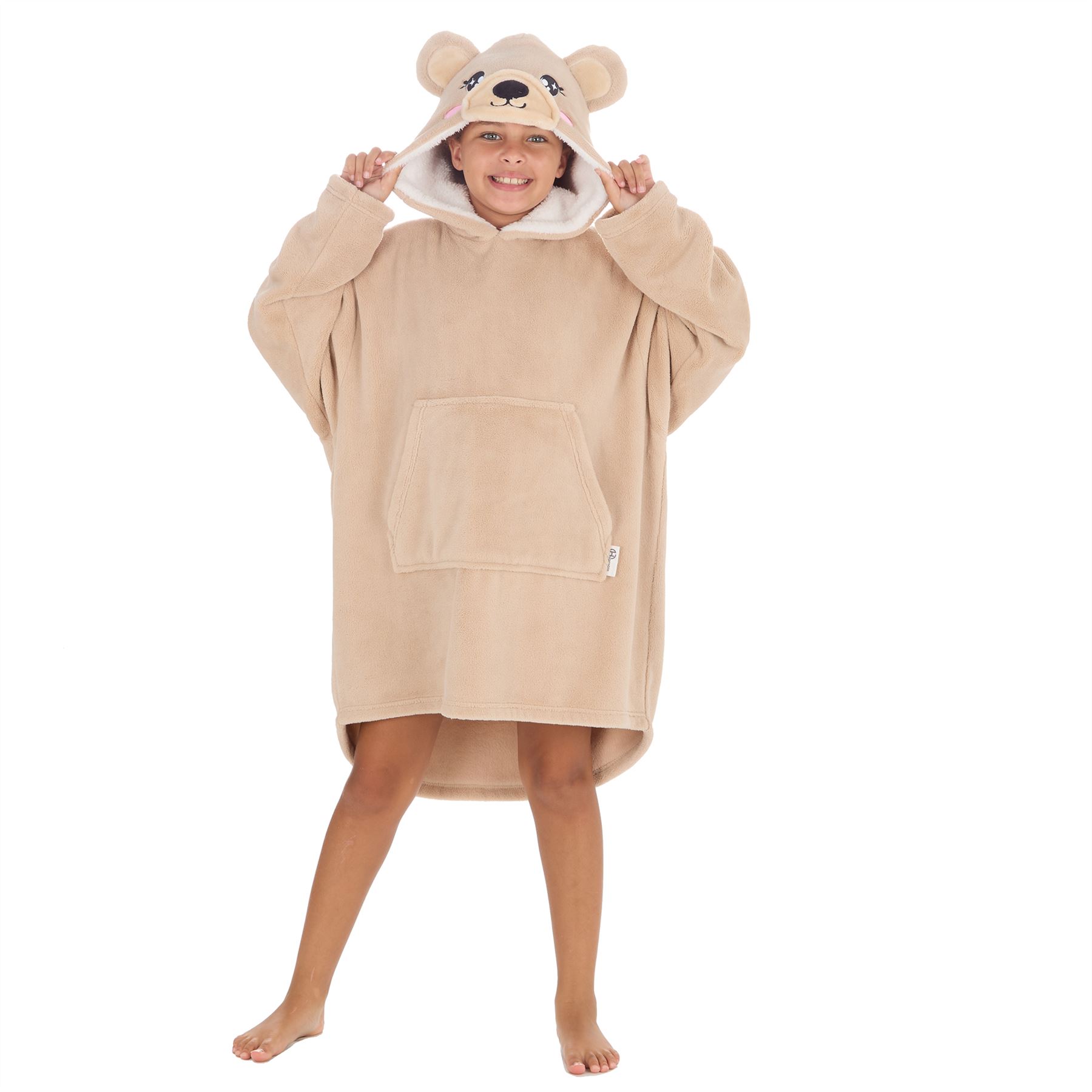 Kids Oversized Animal Fleece Hoodie Boys Girls 3D Hooded Snuggle Jumper - Picture 12 of 16