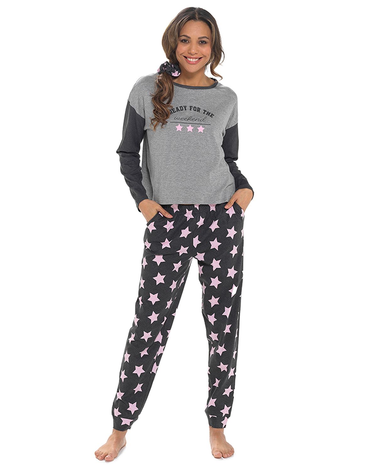 Long Jersey Pyjamas Ladies Soft Cotton Animal Print Pyjama Set Nightwear - Picture 34 of 35
