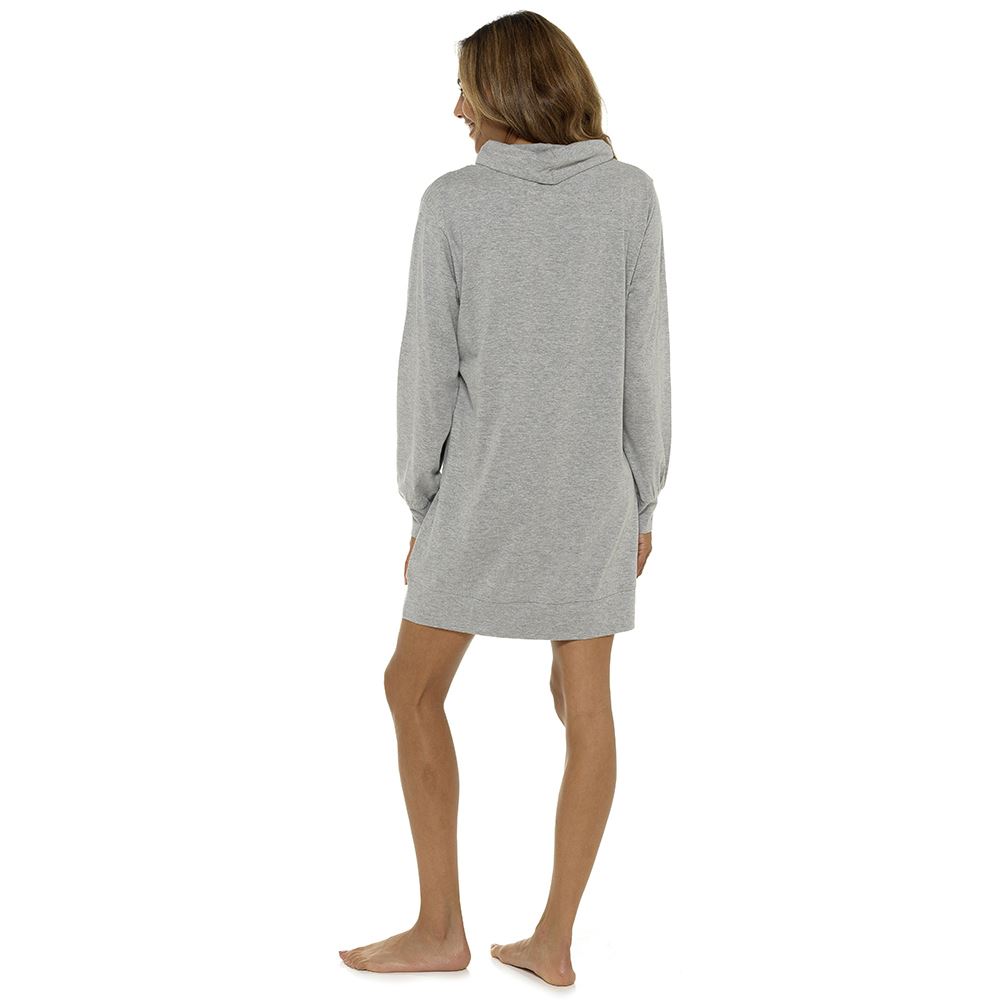 Casual Lounge Dress Ladies Cowl Neck Jersey Loose Long Sleeve Top Pocket - Picture 3 of 5