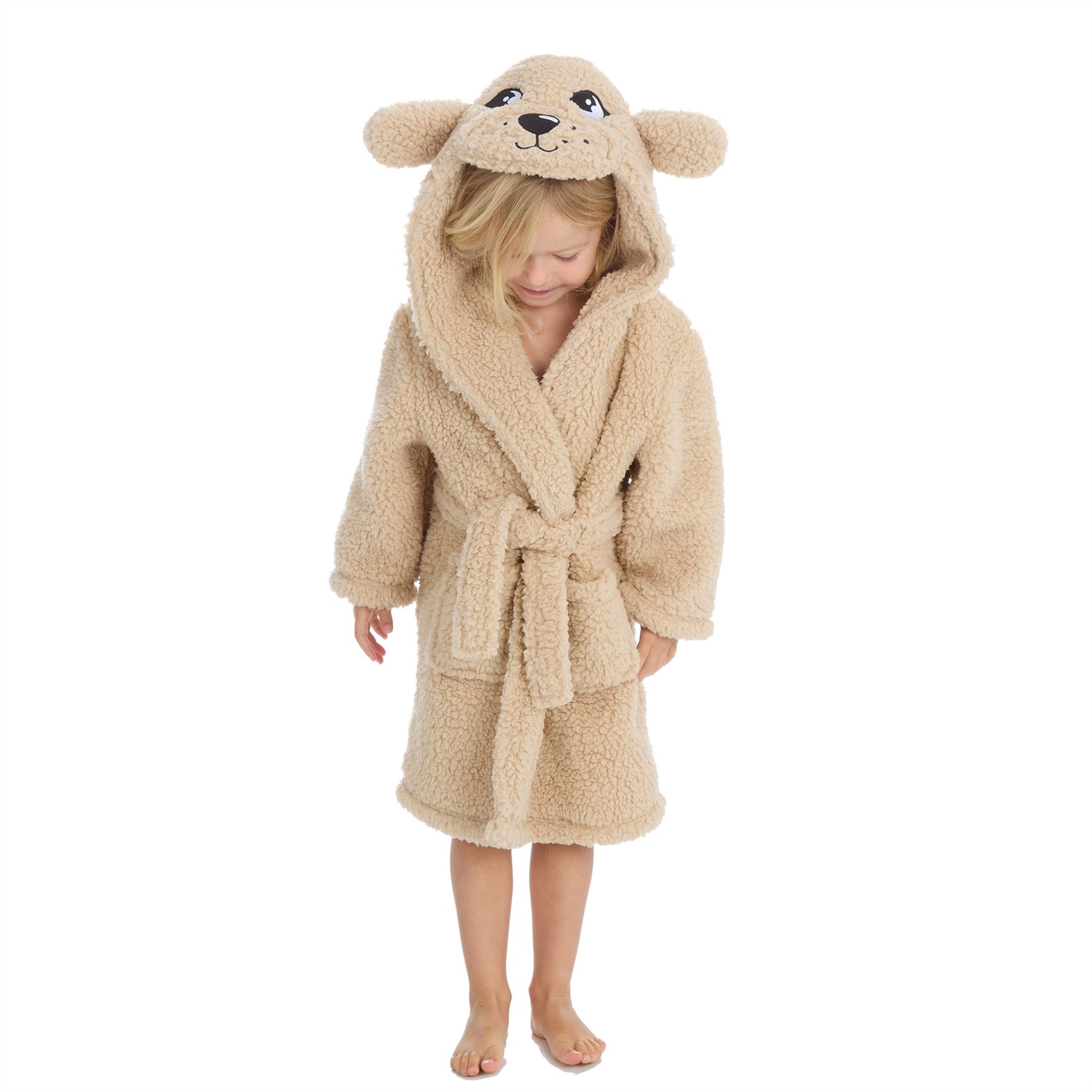 Baby Toddlers Bathrobe Infant Kid Soft Coral Fleece Hooded Dressing Gown - Picture 101 of 103