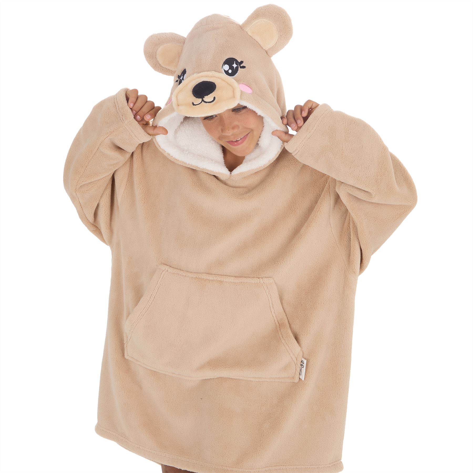 Kids Oversized Animal Fleece Hoodie Boys Girls 3D Hooded Snuggle Jumper - Picture 14 of 16