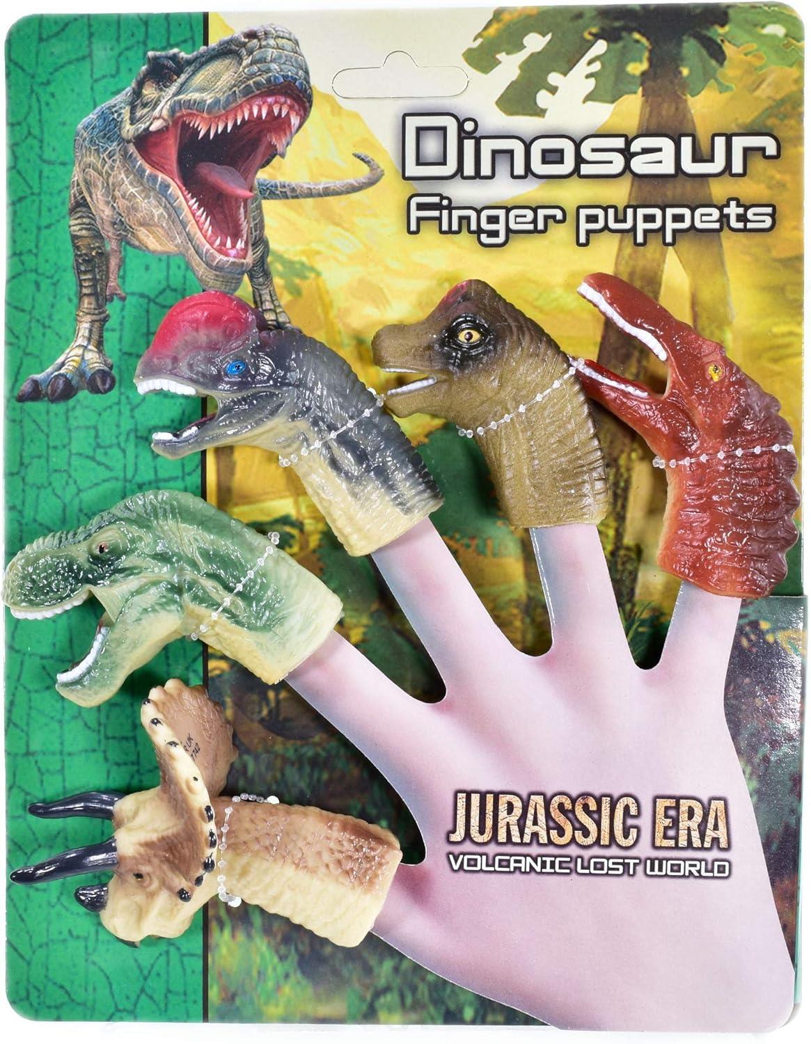 Dinosaur Finger Puppet Toys for Kids Set of 5 Party Bag Fillers Gift
