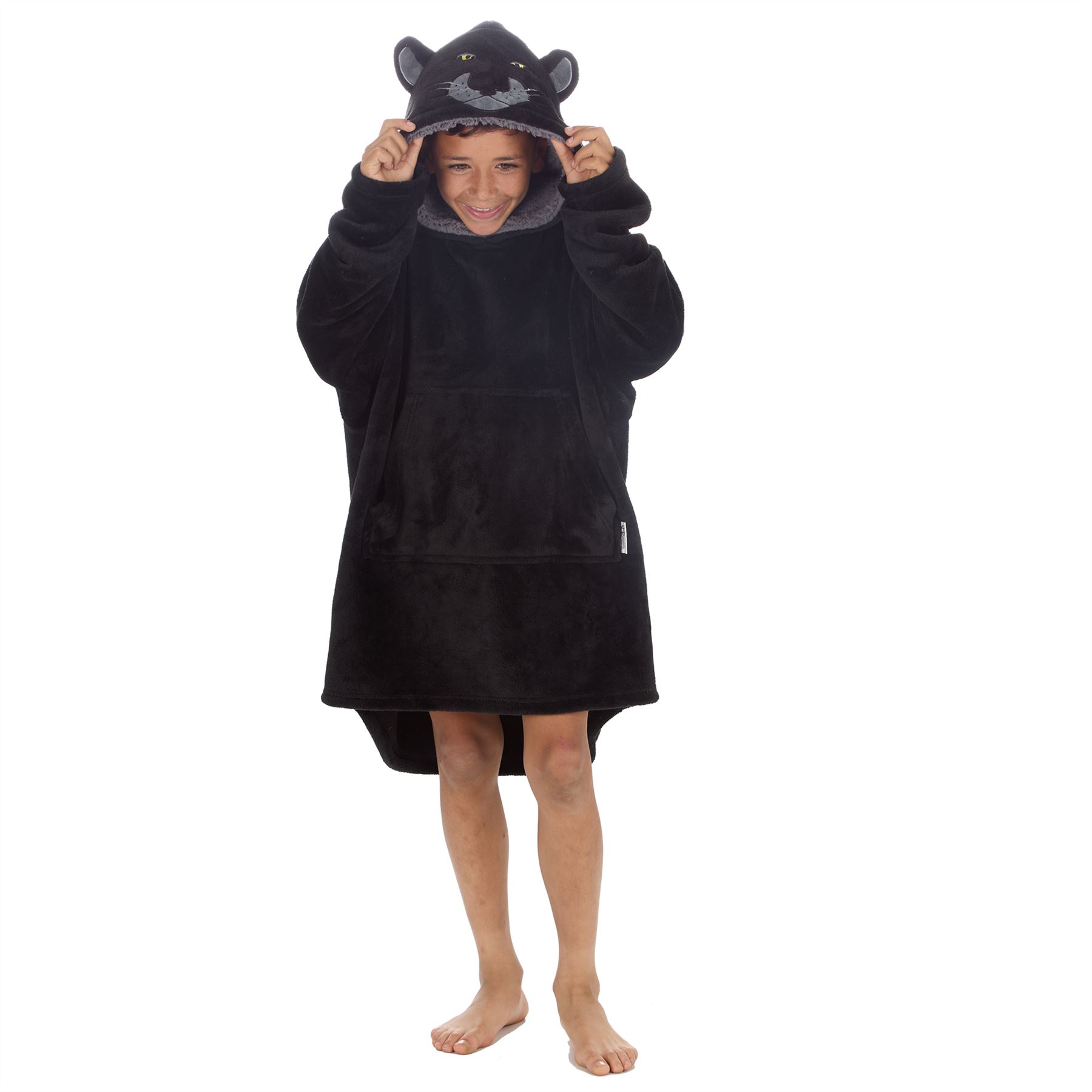 Kids Oversized Animal Fleece Hoodie Boys Girls 3D Hooded Snuggle Jumper - Picture 9 of 16
