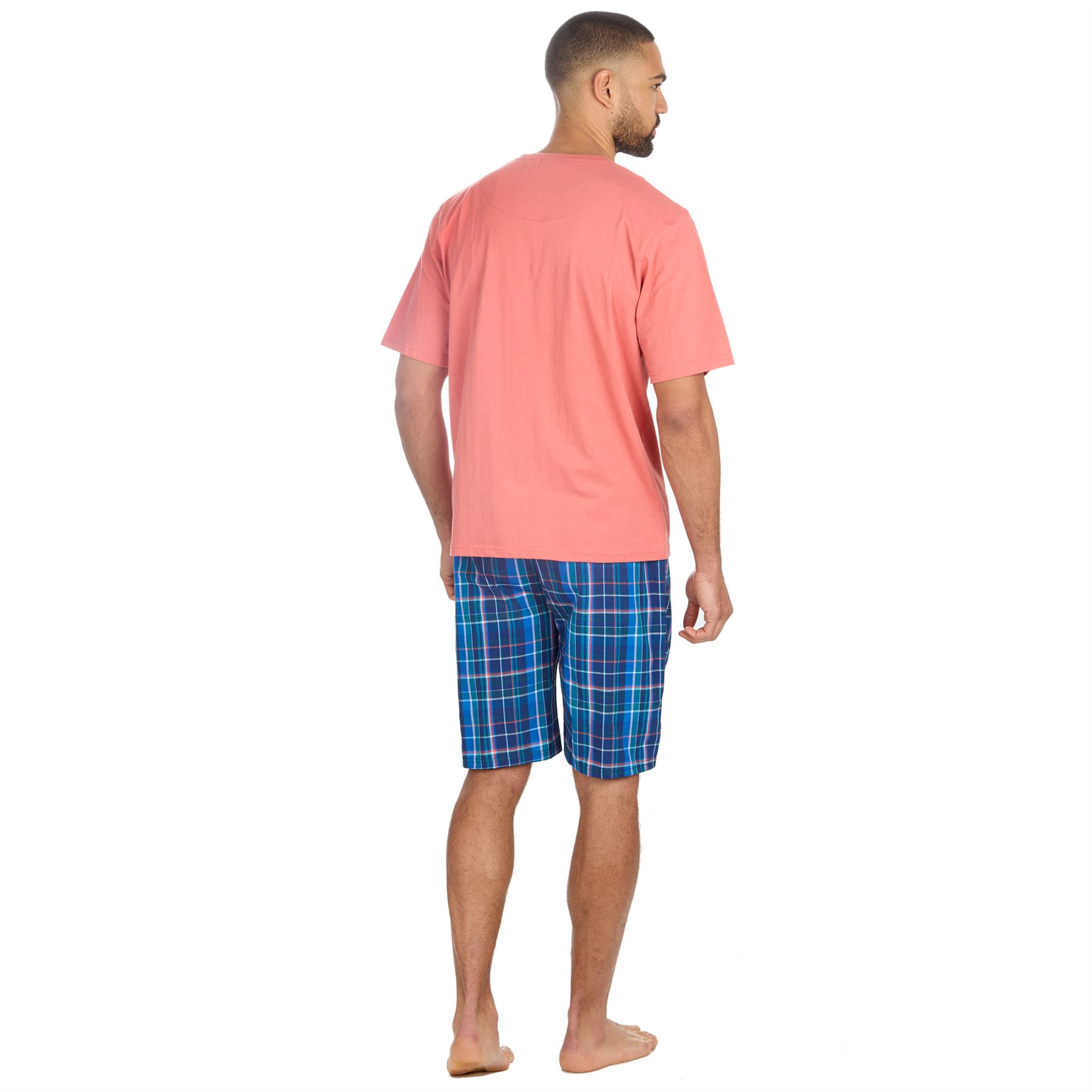 Mens Short Pyjamas Jersey Cotton Short Sleeve Pyjama Set Loose Nightwear PJs - Picture 45 of 46