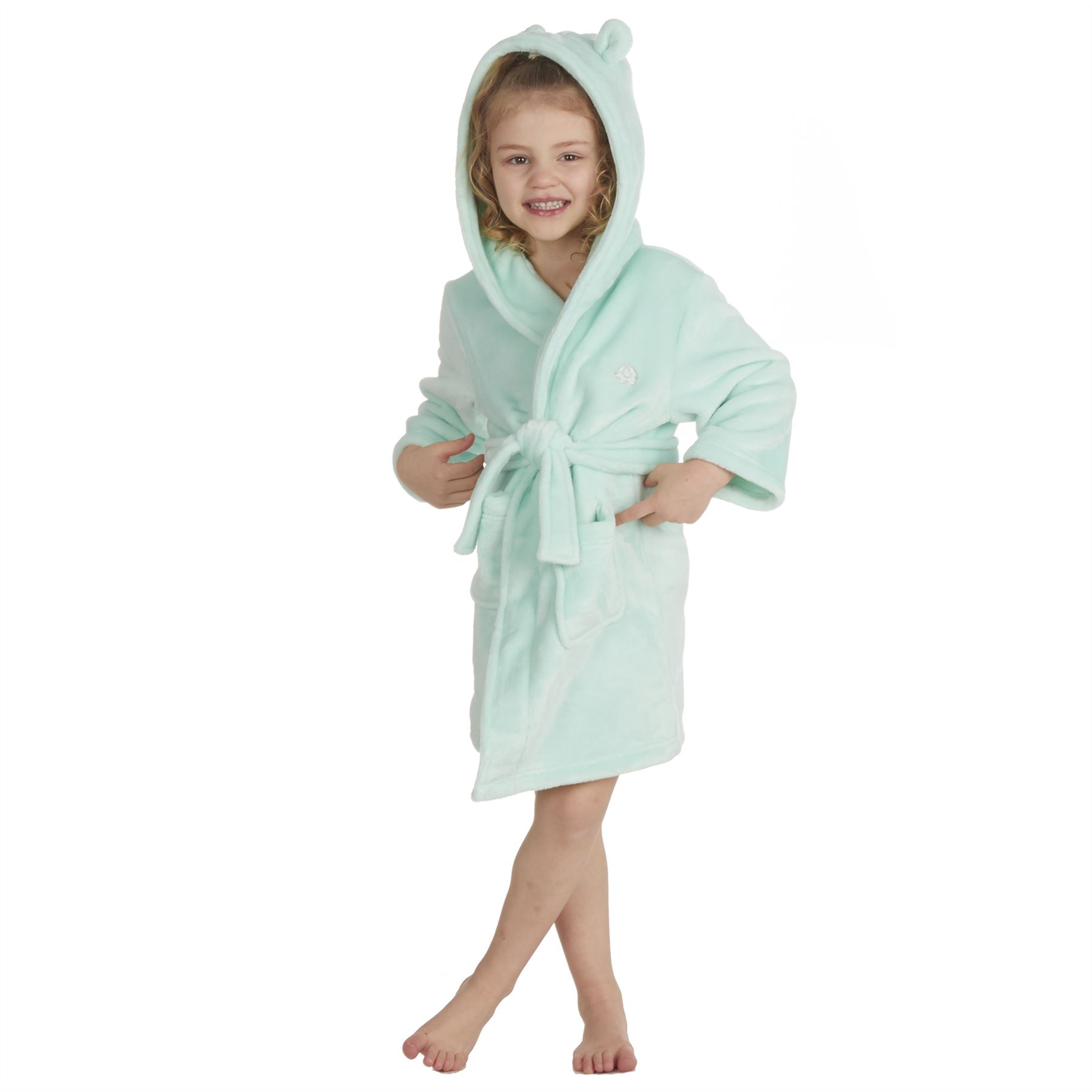 Baby Toddlers Bathrobe Infant Kid Soft Coral Fleece Hooded Dressing Gown - Picture 28 of 103
