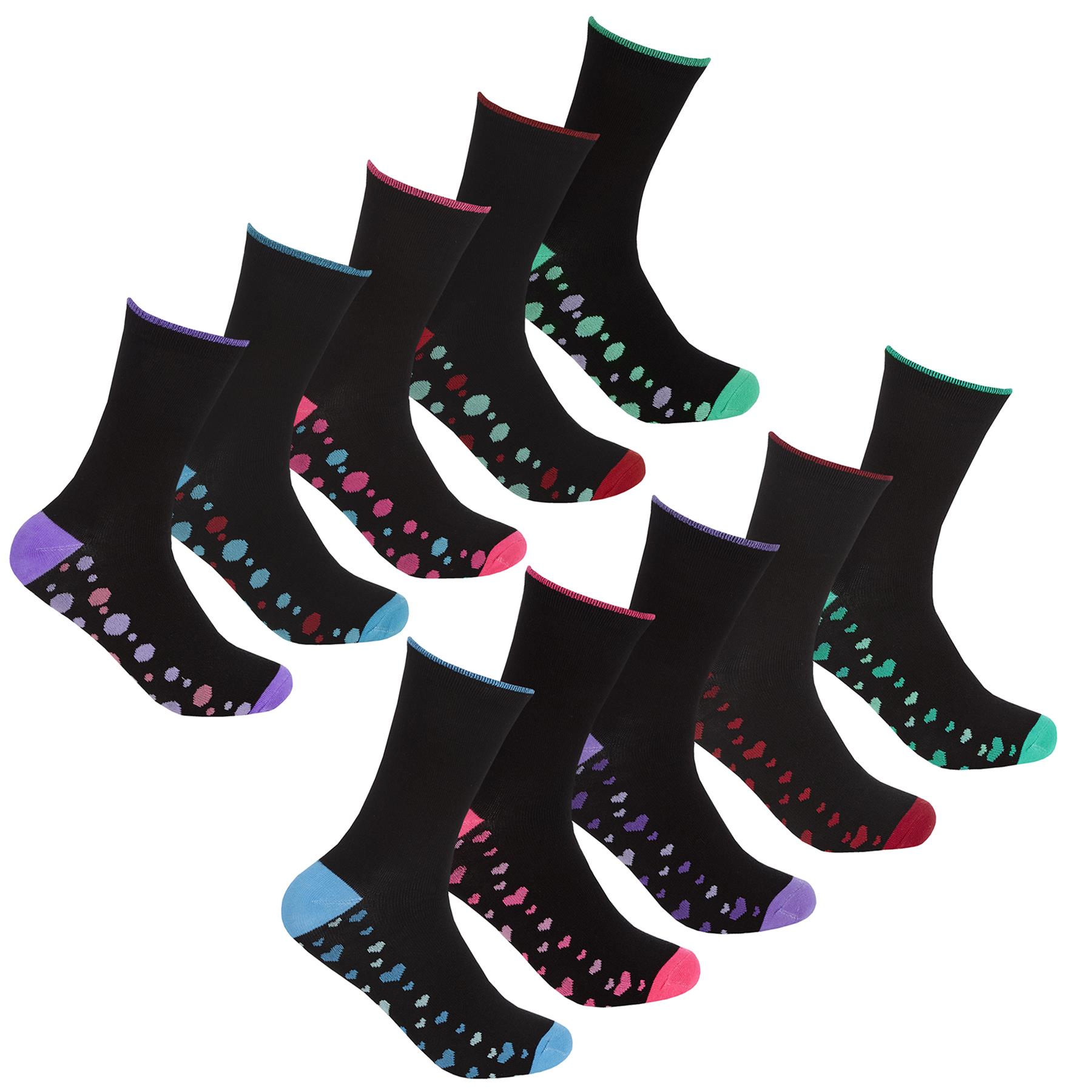 Cottonique Cotton Rich Socks Ladies Breathable Everyday Dress Sock 5 or 10 Pairs - Picture 18 of 19
