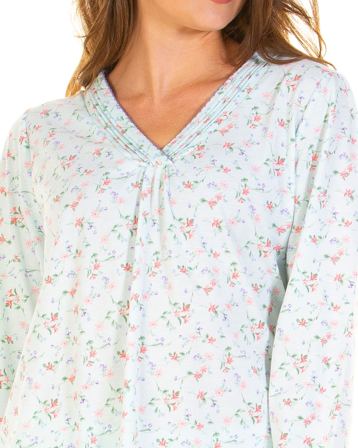 Conjunto de pijama floral de manga larga rico de algodón para damas La Marquise Jersey - Imagen 5 de 9