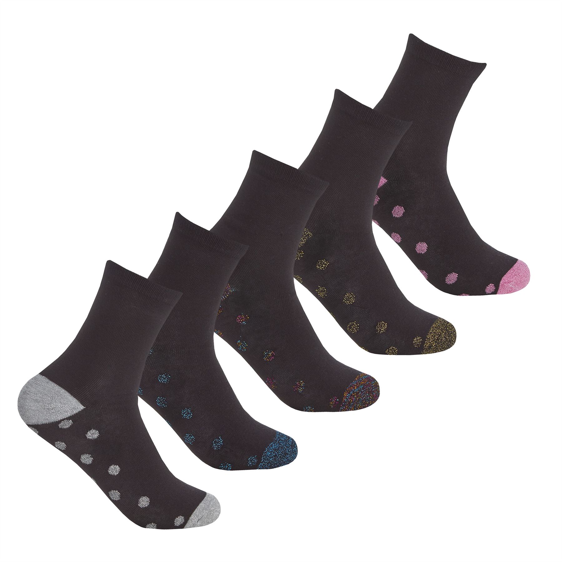 Girls Glitter Socks Kids Childrens Sparkly Cotton Blend Ankle Sock 5 or 10 Pairs - Picture 4 of 7