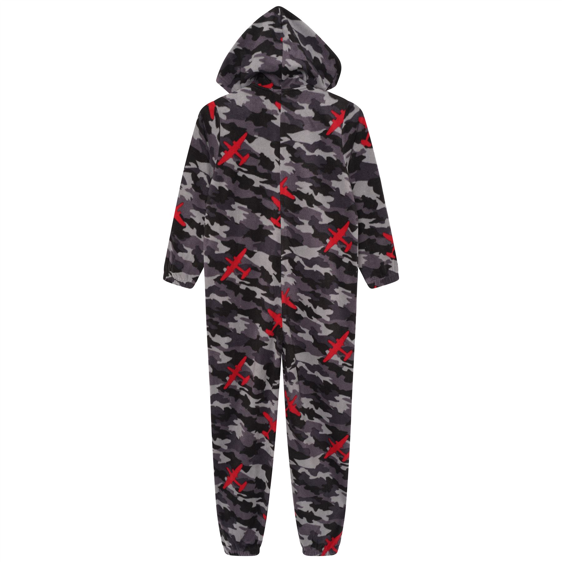 Kids Camo Fleece 1Onezie Childrens Hooded Zip All In One Jumpsuit Onezee - Picture 6 of 7