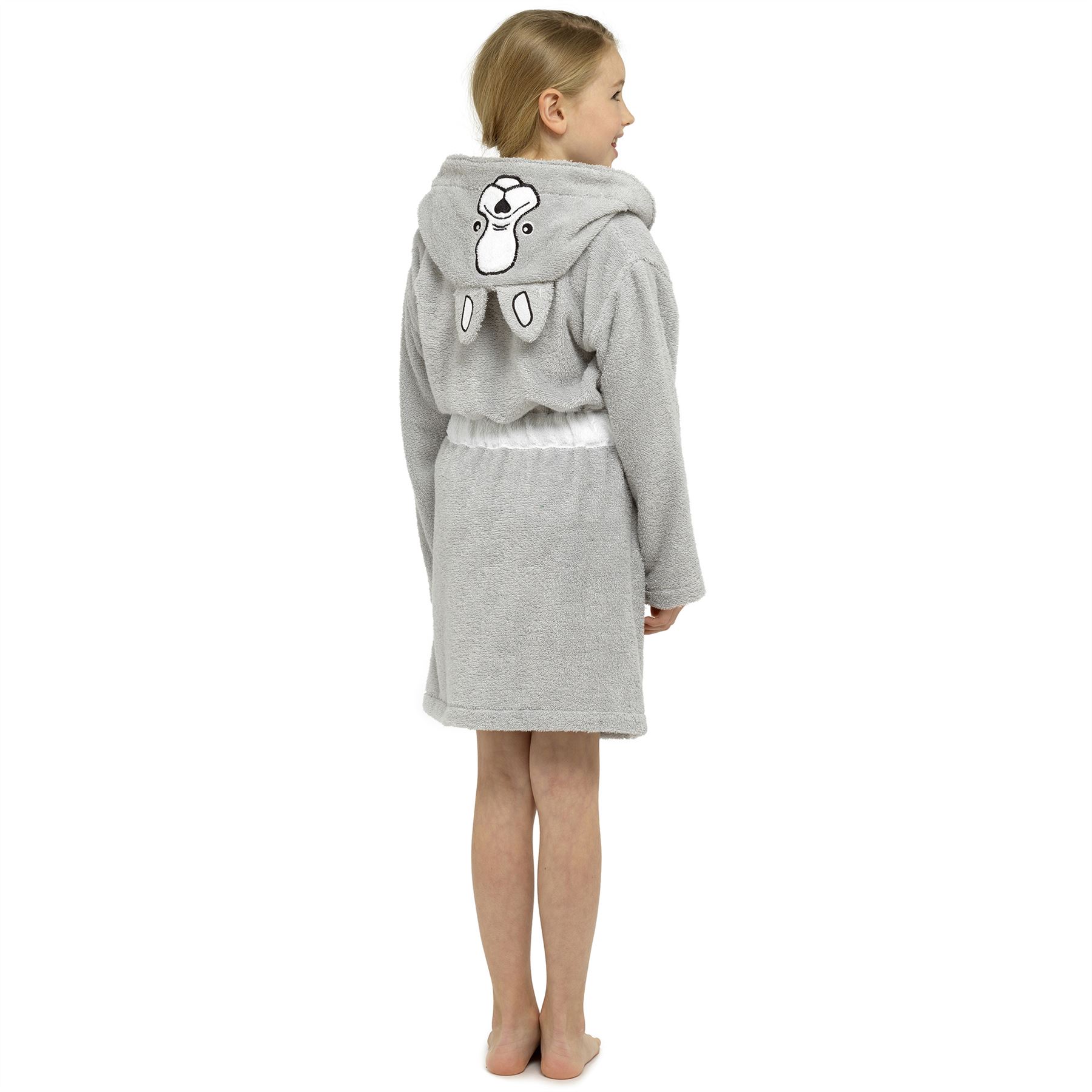 Kids Girls Boys Childrens Animal Hood Towelling Bathrobe Drying