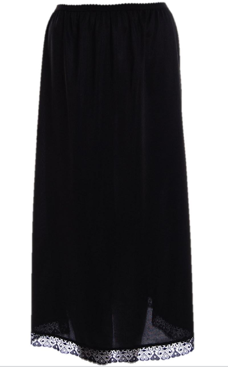 Ladies Womens Polyester Underskirt Waist Half Slip Black 24" 28" 32