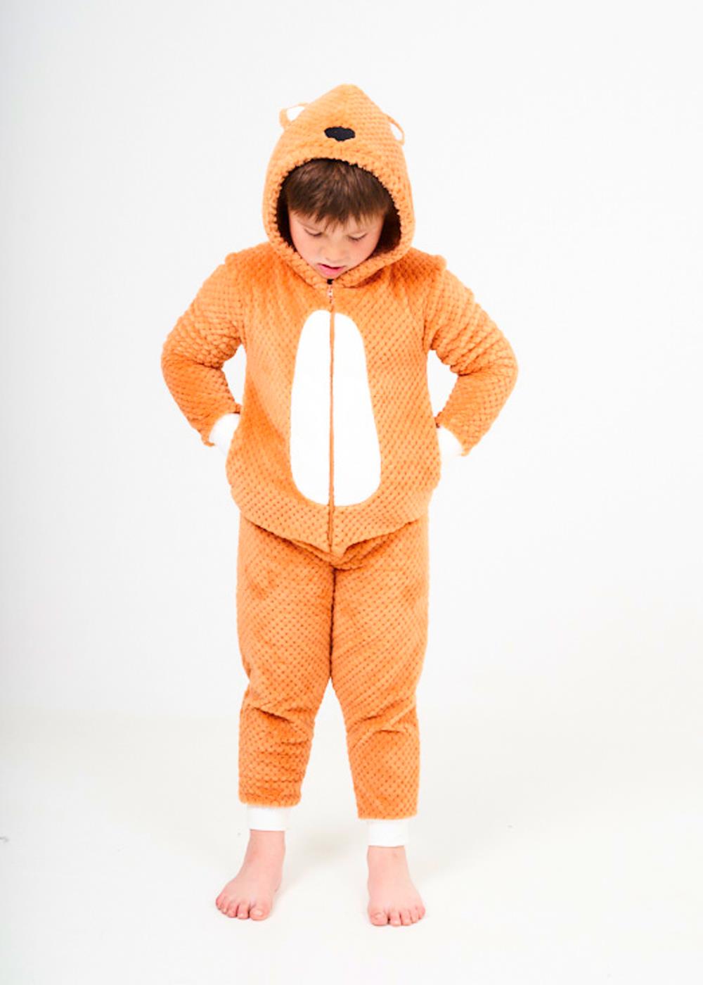 Kids Novelty Animal 1Onezie Soft Coral Fleece 3D All in One Sleepsuit with Hood - Picture 21 of 88