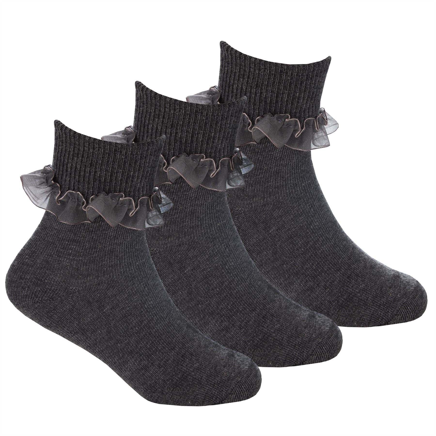 Kids Cotton Lace Socks Girls Fold Over Frilly Trim School Everyday Party Sock - Picture 30 of 37