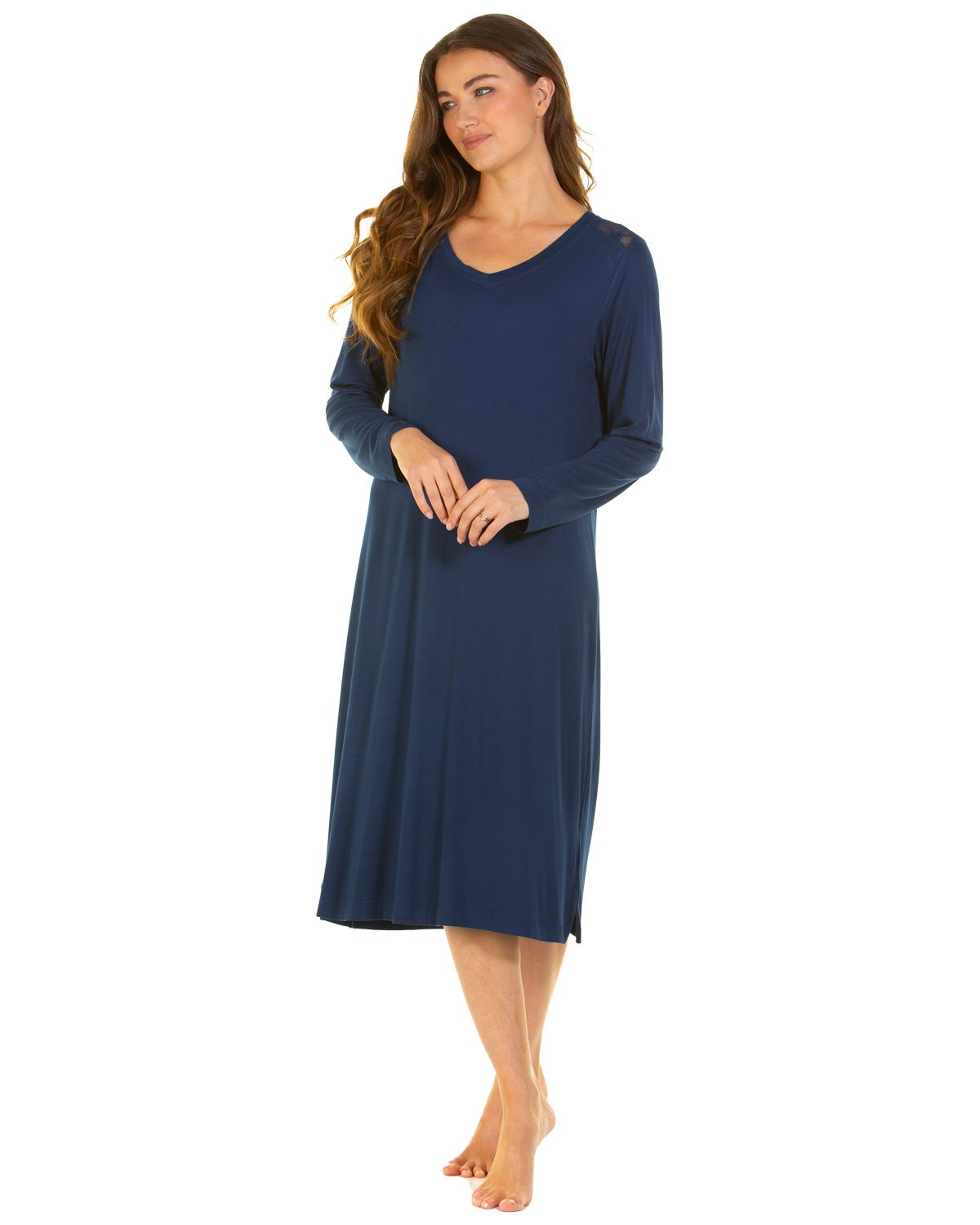 La Marquise Bamboo Lace Nightie Hypoallergenic Breathable Long Sleeve Nightdress - Picture 8 of 9