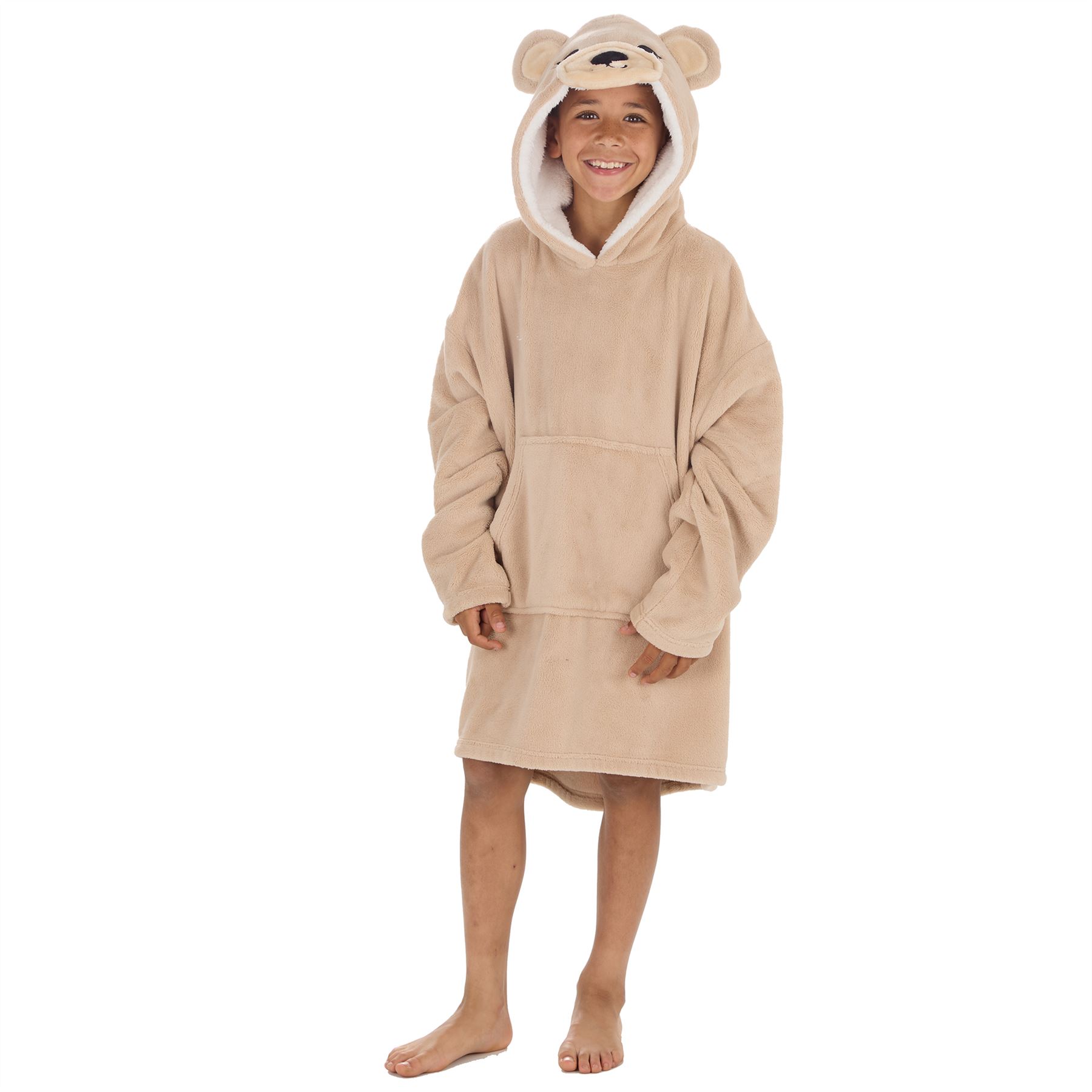 Kids Oversized Animal Fleece Hoodie Boys Girls 3D Hooded Snuggle Jumper - Picture 13 of 16