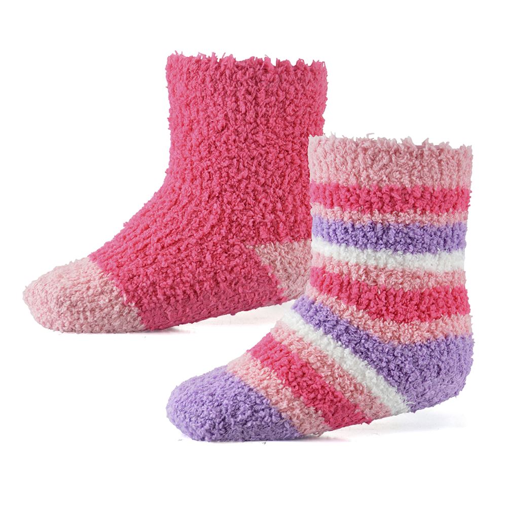 Babies Kids Fluffy Socks Cosy Warm Fuzzy Slipper Bed Sock with Grips (4 Pairs) - Picture 10 of 74