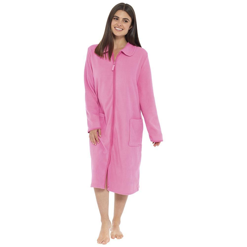 Ladies Lady Olga Zip Up Soft Fleece Dressing Gown Zipped Robe UK 1028 eBay