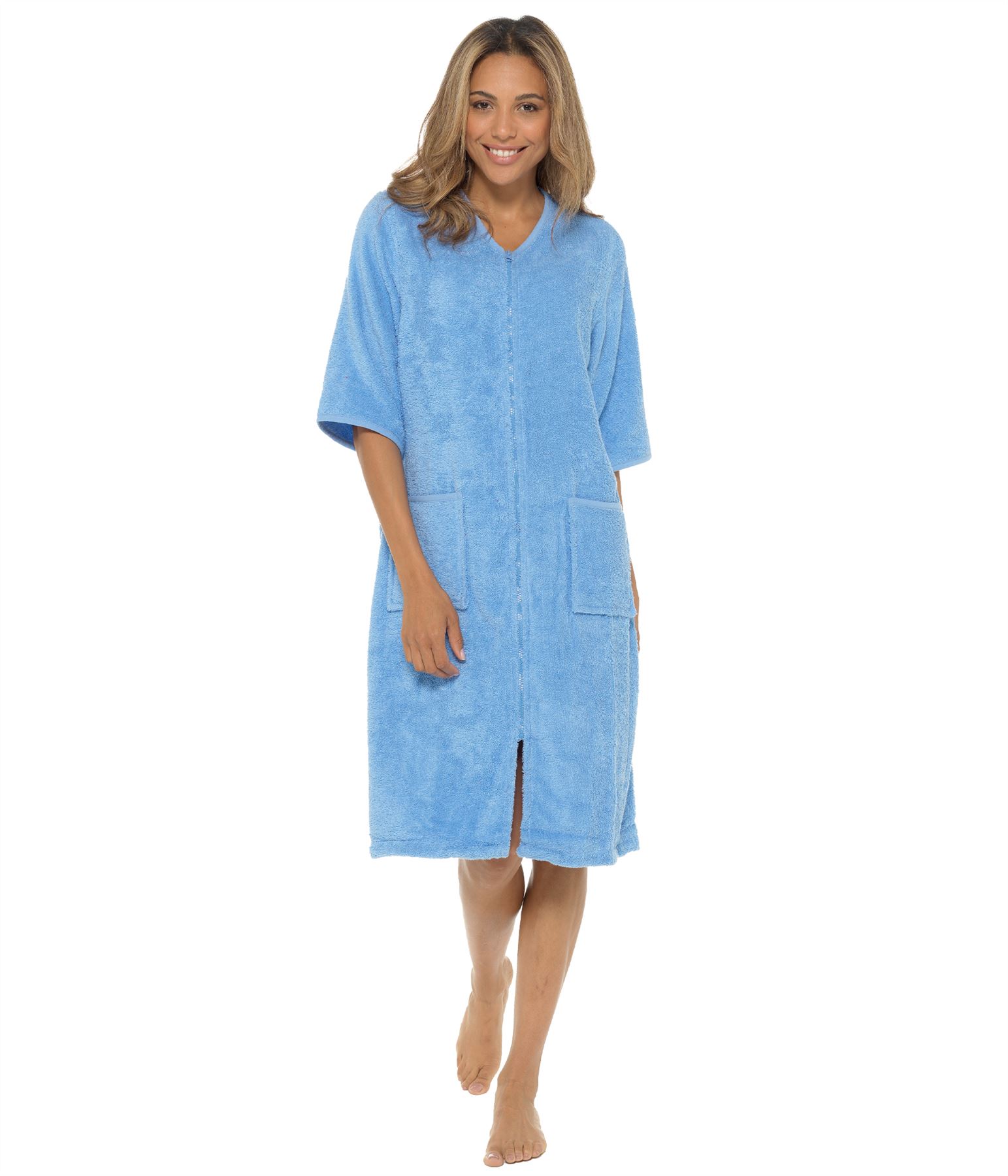 Undercover Towelling Dressing Gown 100 Cotton Zip Up Terry Toweling