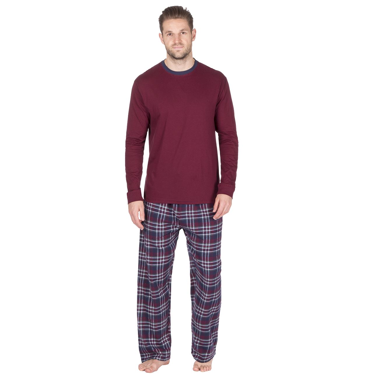 Cargo Bay Mens Check or Stripe Print Flannel Nightshirt