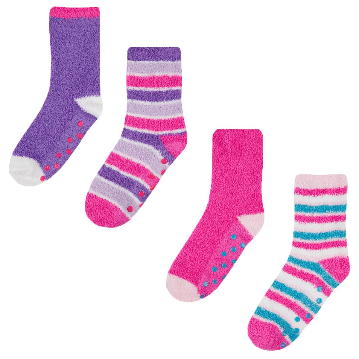 4 Pairs Kids Boys Girls Cosy Soft Fleece Lounge Slipper Socks & Rubber Grip eBay