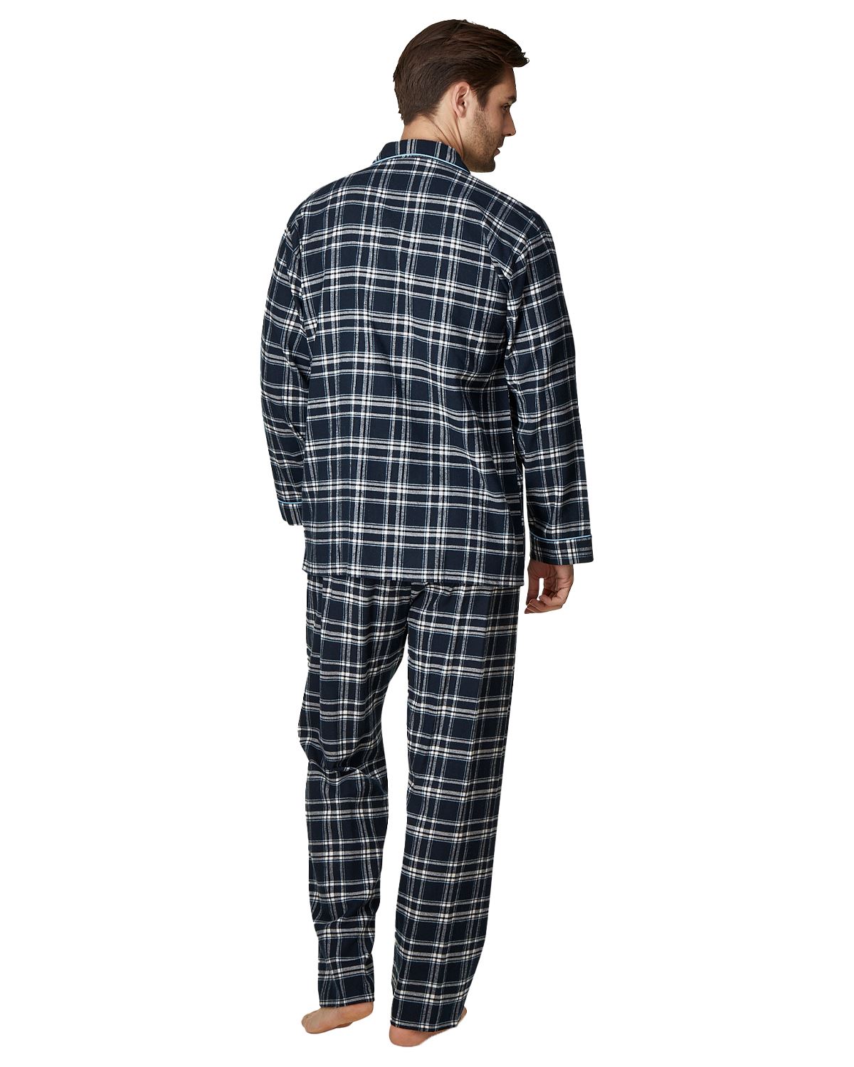 Juego de pijamas de algodón cepillado Haigman para hombre manga larga con botones a medida - Imagen 8 de 38