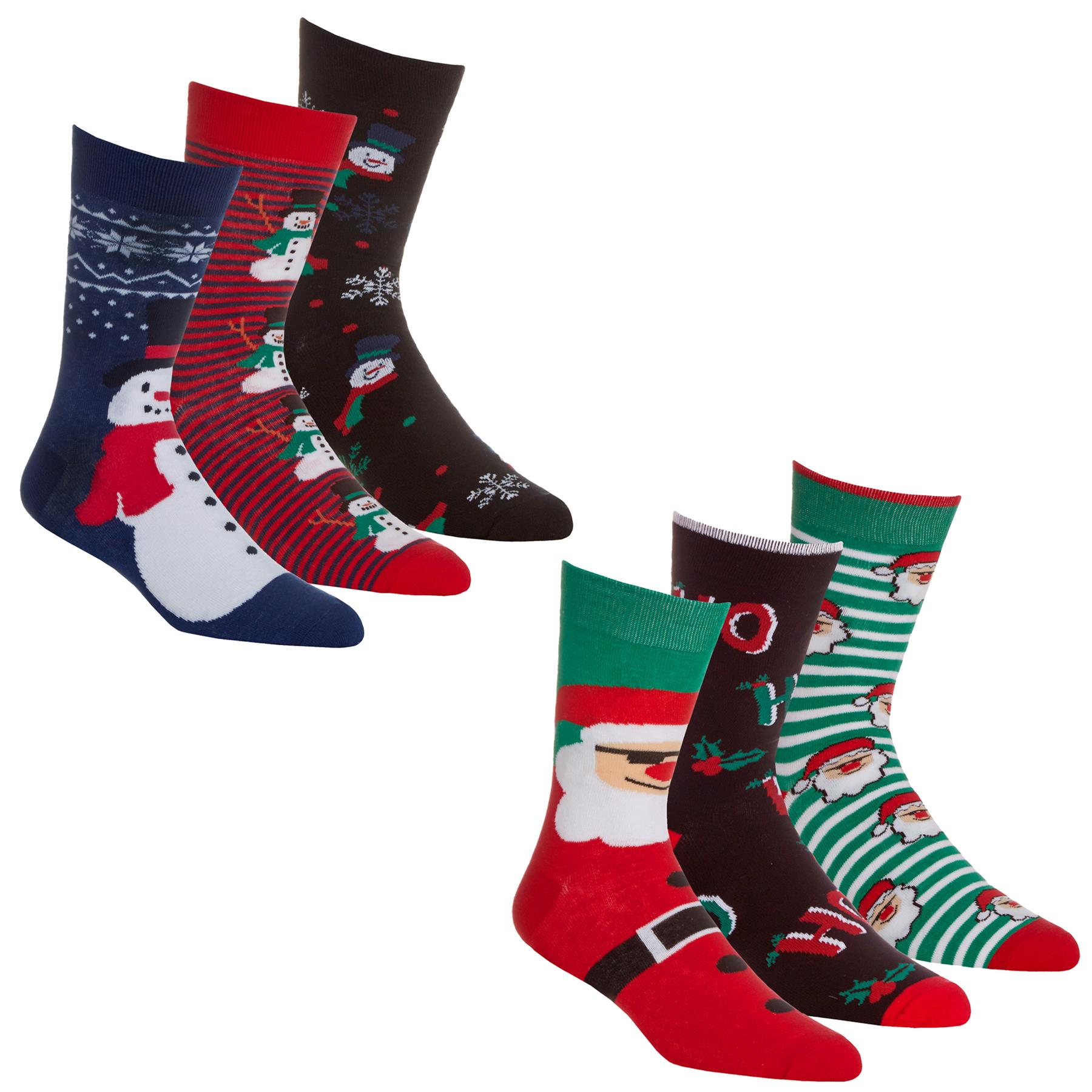 Family Christmas Socks Babies Kids Adults Cotton Rich Novelty Xmas Sock 6 Pair - Picture 22 of 35