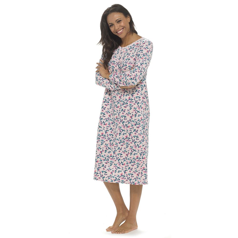 Womens Polar Fleece Nightie Ladies Long Sleeve Soft Touch Winter Nightdress - Picture 12 of 22