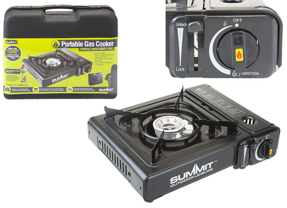 Summit Portable Gas Camping Stove Single Burner Cooking Hob In Carry Case