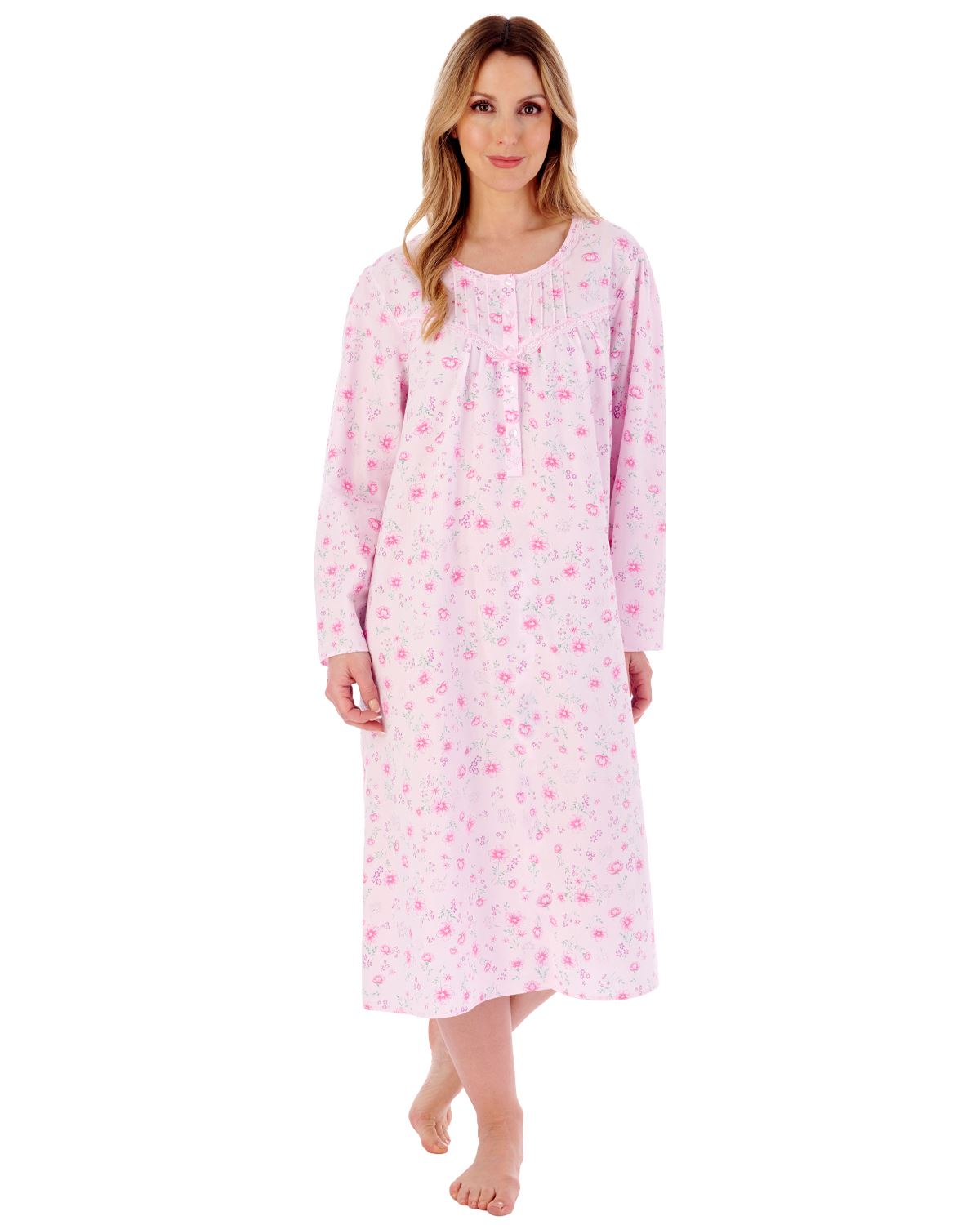 Vestido de noche Slenderella tejido algodón para damas de 45" manga larga ropa de noche - Imagen 8 de 10