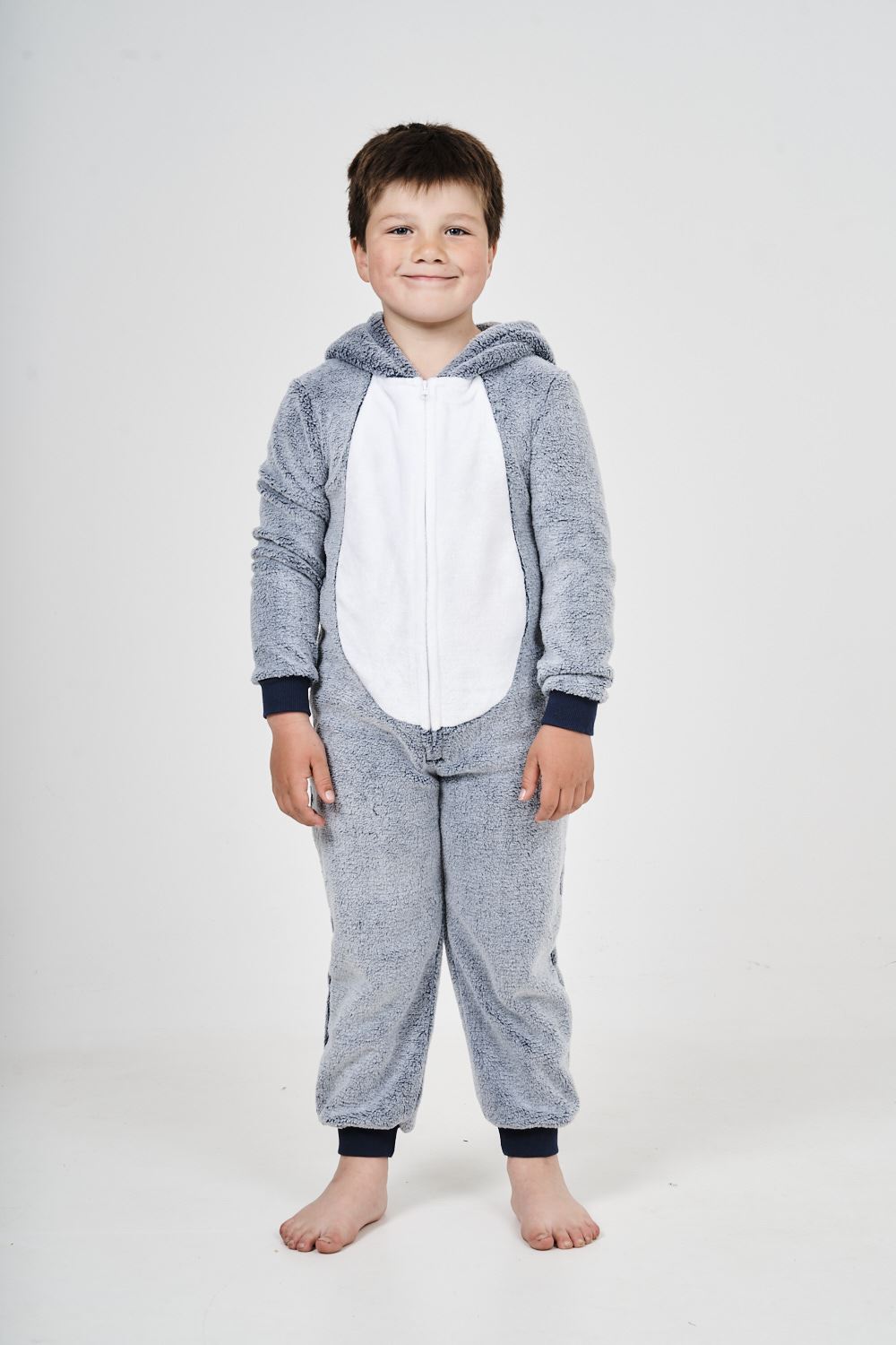 Kids Novelty Animal 1Onezie Soft Coral Fleece 3D All in One Sleepsuit with Hood - Picture 33 of 88