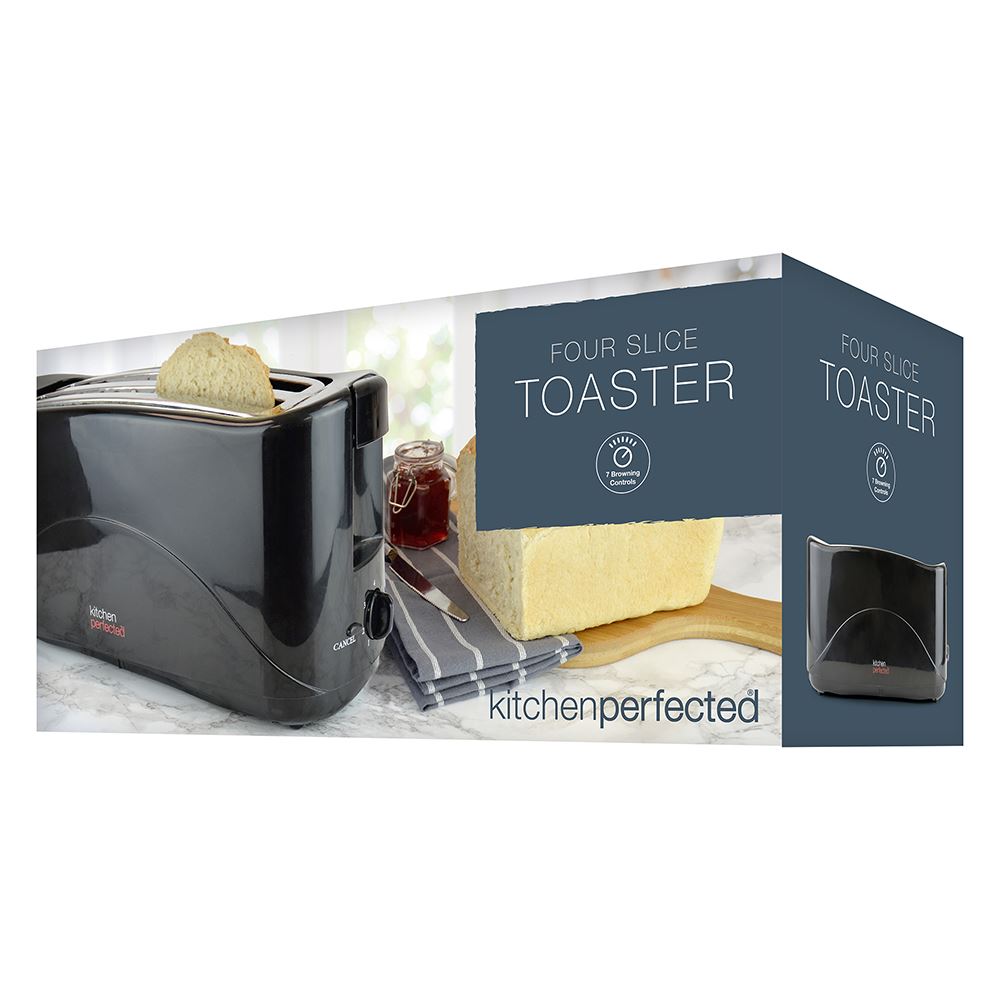 4-Slice Toaster Large Slots Cool Touch Slide-Out Crumb Tray Adjustable Browning - Picture 6 of 11