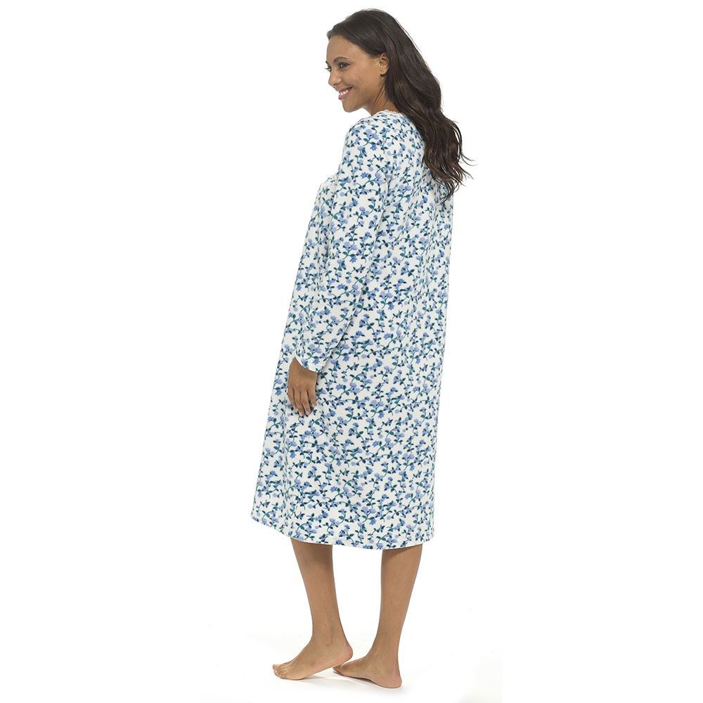 Womens Polar Fleece Nightie Ladies Long Sleeve Soft Touch Winter Nightdress - Picture 10 of 22