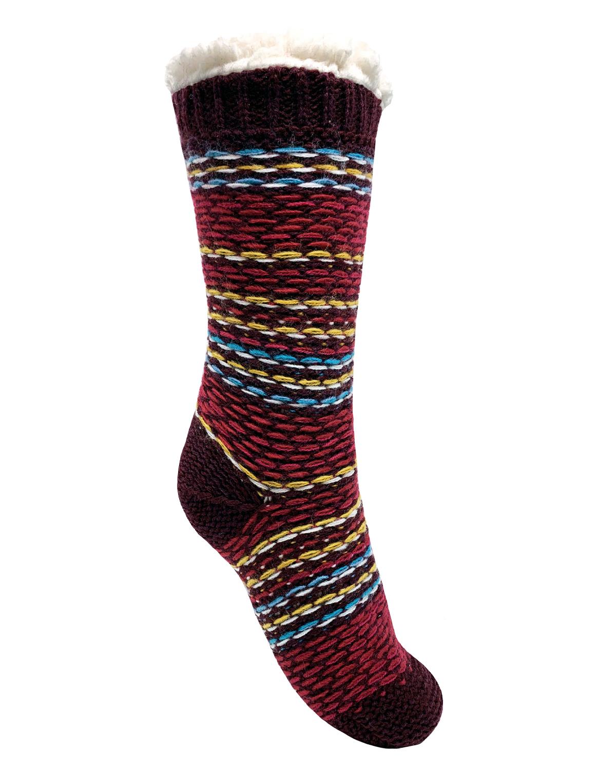 Bramble Lounge Slipper Socks Non-Slip Sherpa Lined Cosy Textured Sock - Picture 26 of 30