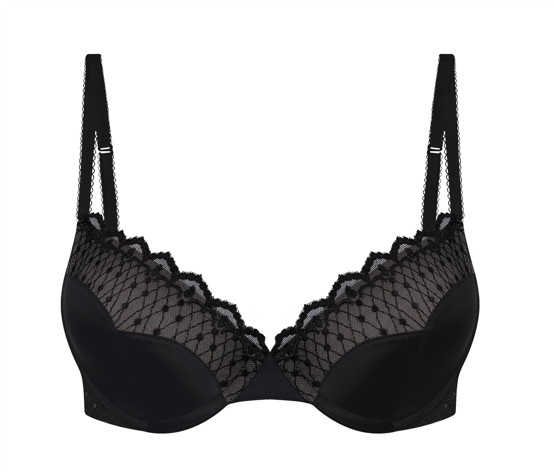 WONDERBRA W05G1 Moderno Chic T-Shirt Bra Push Up Imbottito Nero RRP £ 34.00