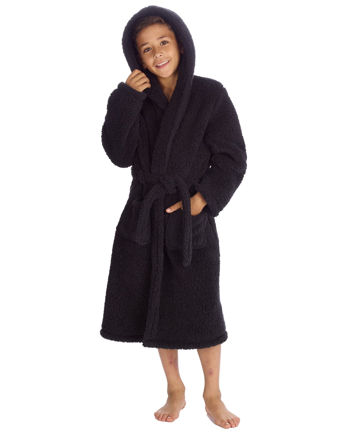 Accappatoio Borg per bambini Cargo Bay con cappuccio accappatoi accoglienti - Foto 3 di 17