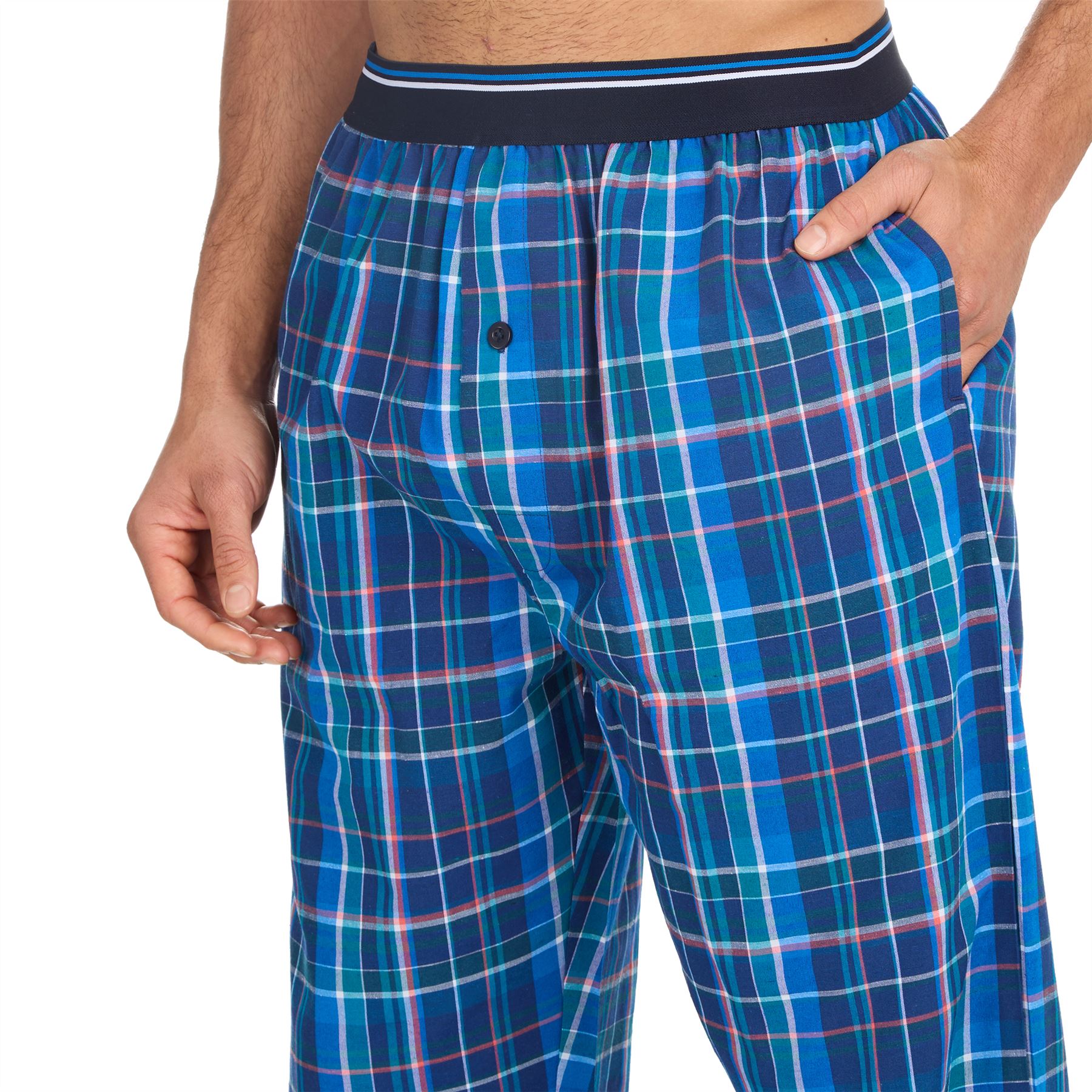 Woven Lounge Pants Mens Elasticated Waist Check Pyjama Bottoms PJs Nightwear - Picture 8 of 14