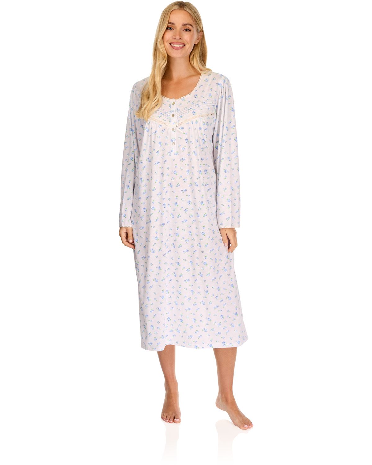 Ladies Vintage Blossoms Floral Cotton Nightdress Robe Pyjamas Nightwear