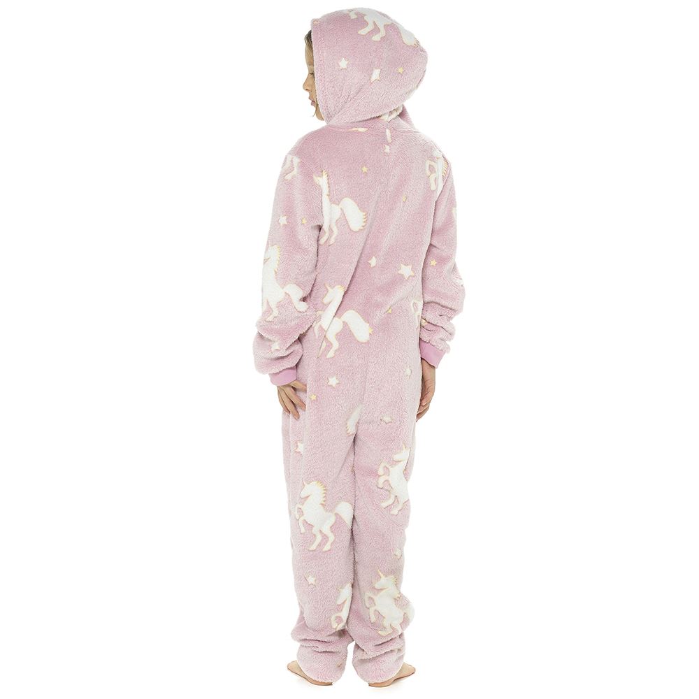 Glow In The Dark 1Onezie Kids Boys Girls Hooded All In One Zip Sleepsuit - Picture 21 of 22