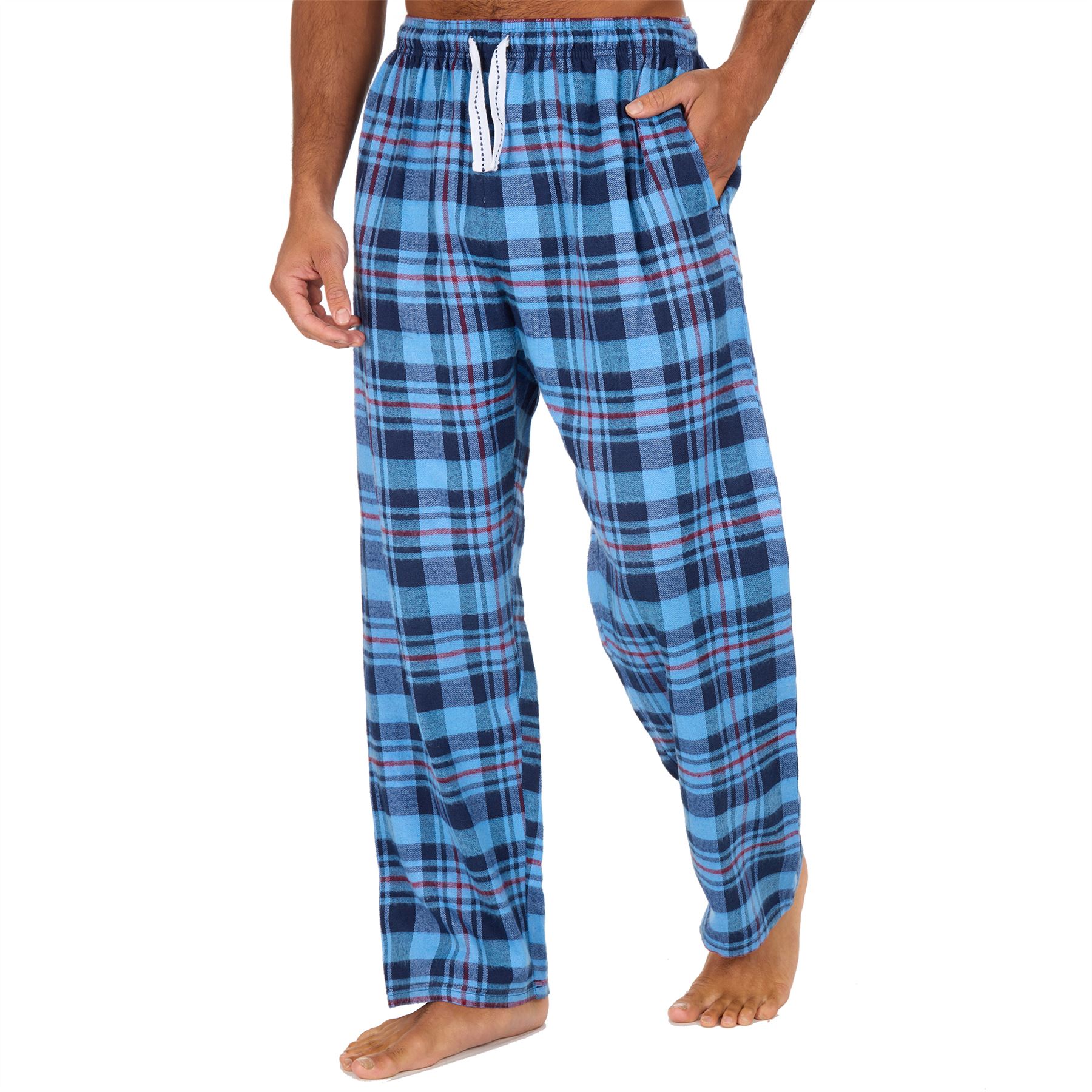 Mens Brushed Cotton Lounge Pants Soft Flannel Check PJs Pyjama Bottoms - Picture 15 of 23