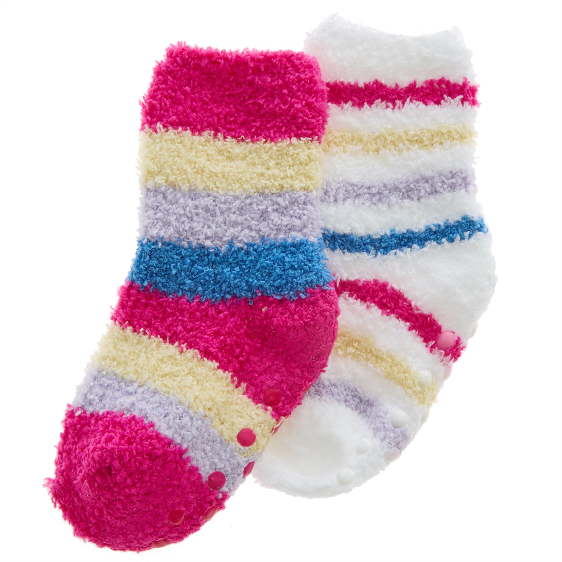 Babies Kids Fluffy Socks Cosy Warm Fuzzy Slipper Bed Sock with Grips (4 Pairs) - Picture 37 of 74