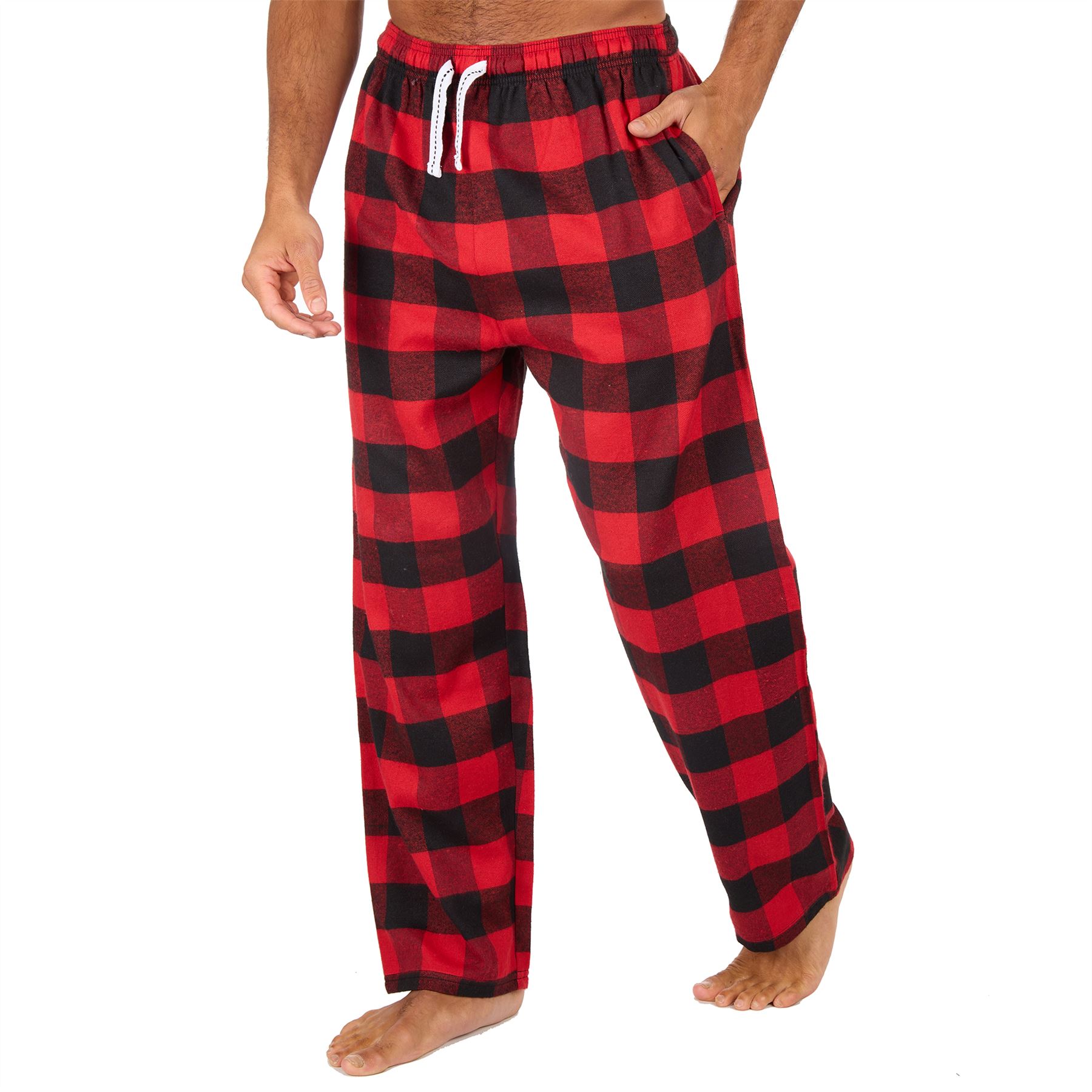 Mens Brushed Cotton Lounge Pants Soft Flannel Check PJs Pyjama Bottoms - Picture 2 of 23