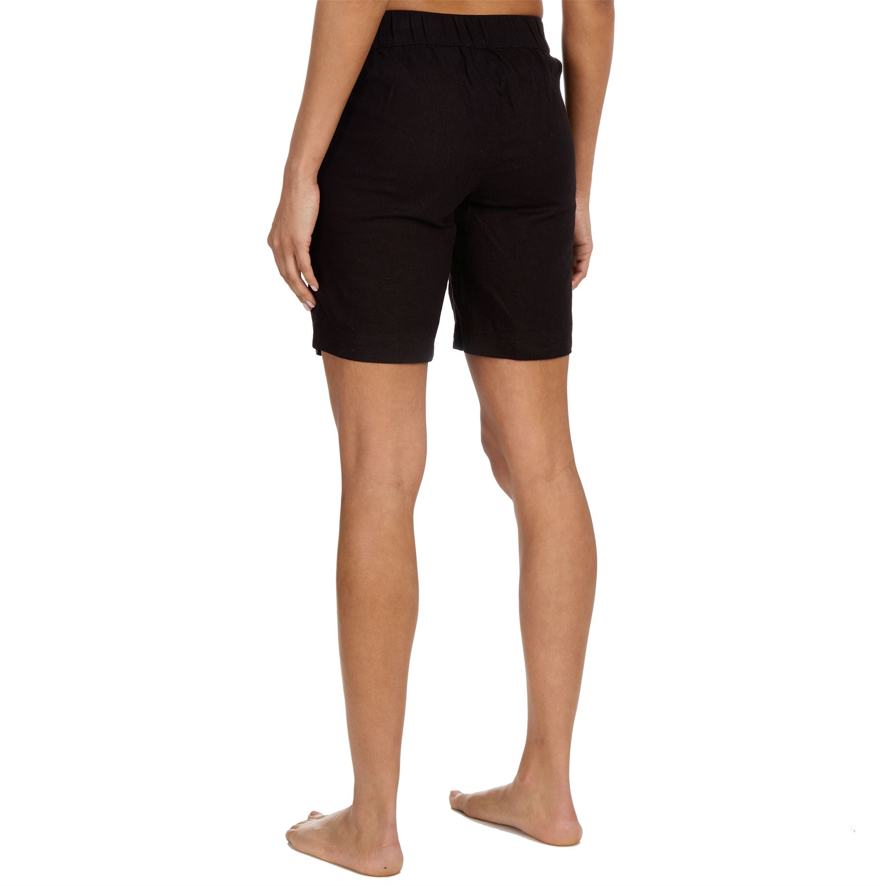 Ladies Linen Shorts Summer Lightweight Longer Length Elasticated Waist Short - Picture 4 of 12