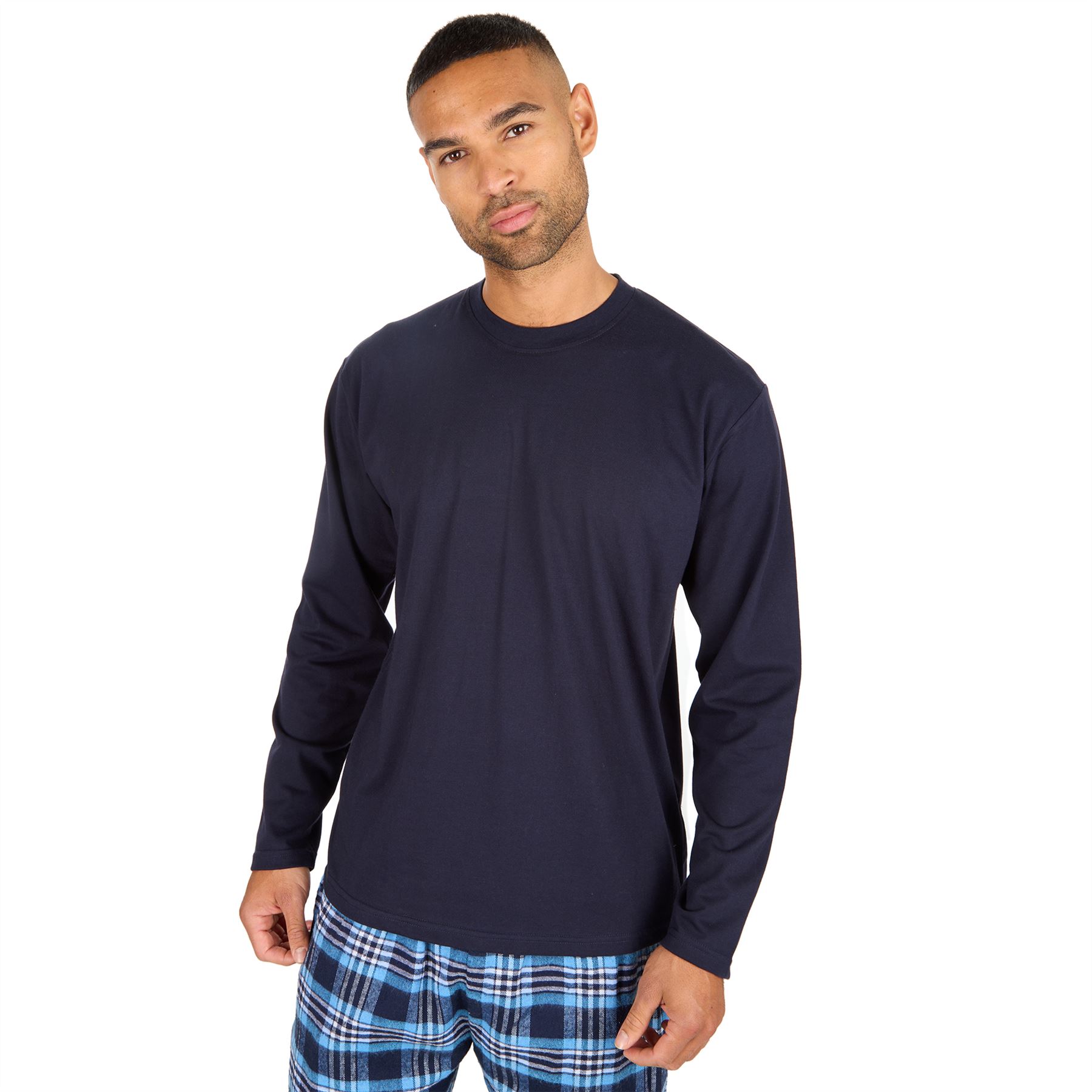 Mens Pyjama Set Adults Jersey & Flannel Cotton Blend Long Sleeve Lounge Pyjamas - Picture 24 of 25