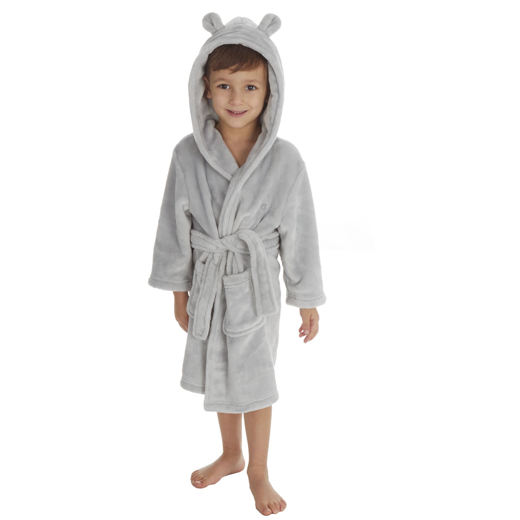 Baby Toddlers Bathrobe Infant Kid Soft Coral Fleece Hooded Dressing Gown - Picture 22 of 103