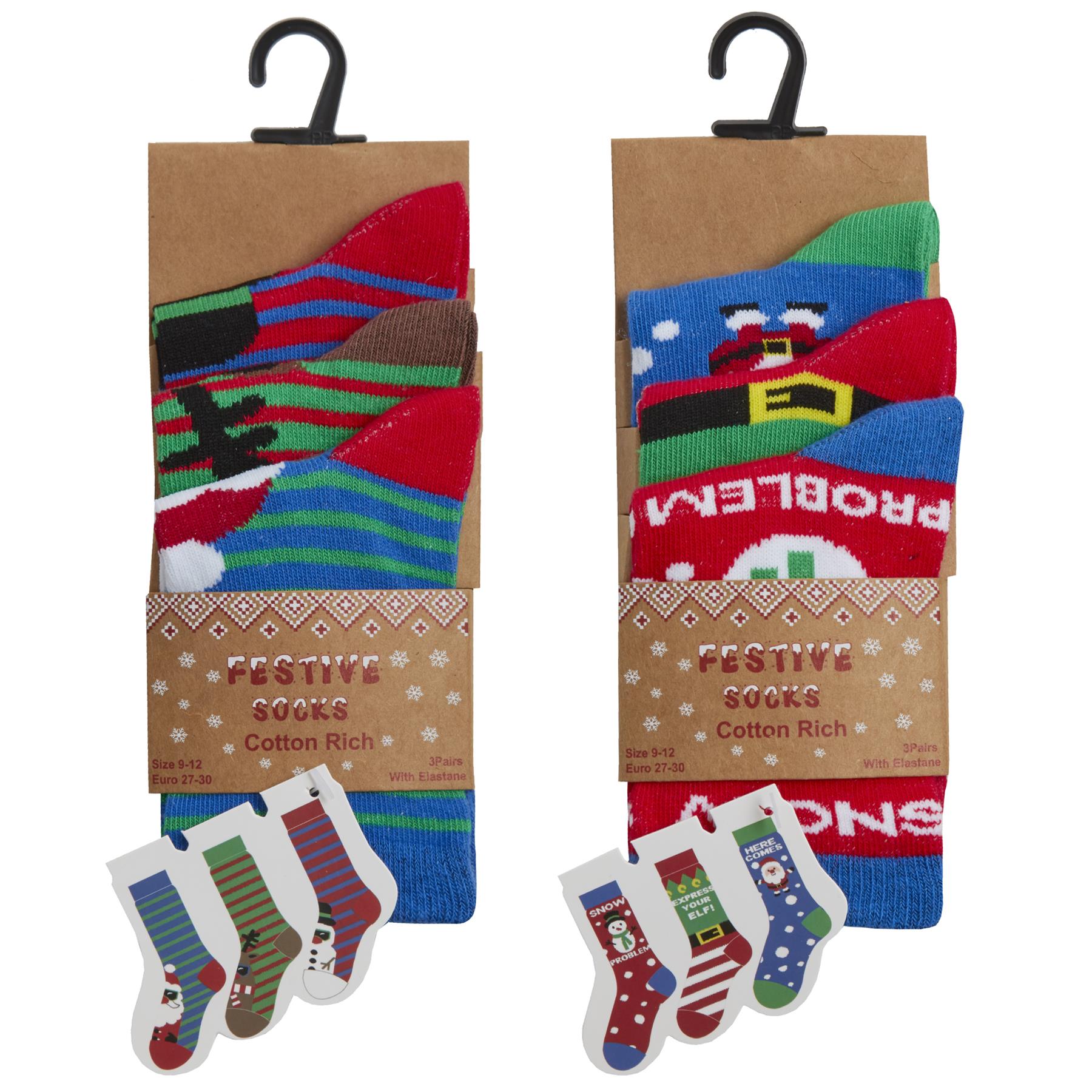 Family Christmas Socks Babies Kids Adults Cotton Rich Novelty Xmas Sock 6 Pair - Picture 8 of 35