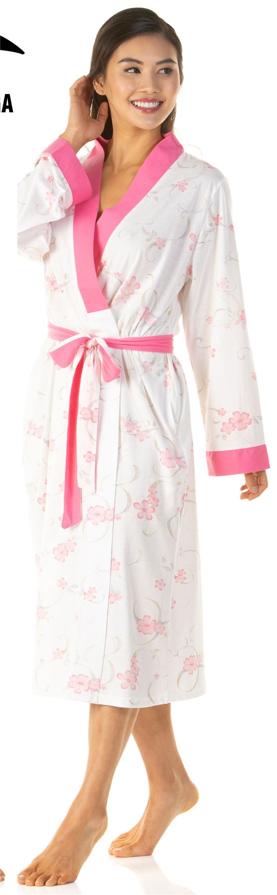 Womens Luxury Lady Olga Poly/Cotton Dressing Gown Wrap 6704 Blue Pink