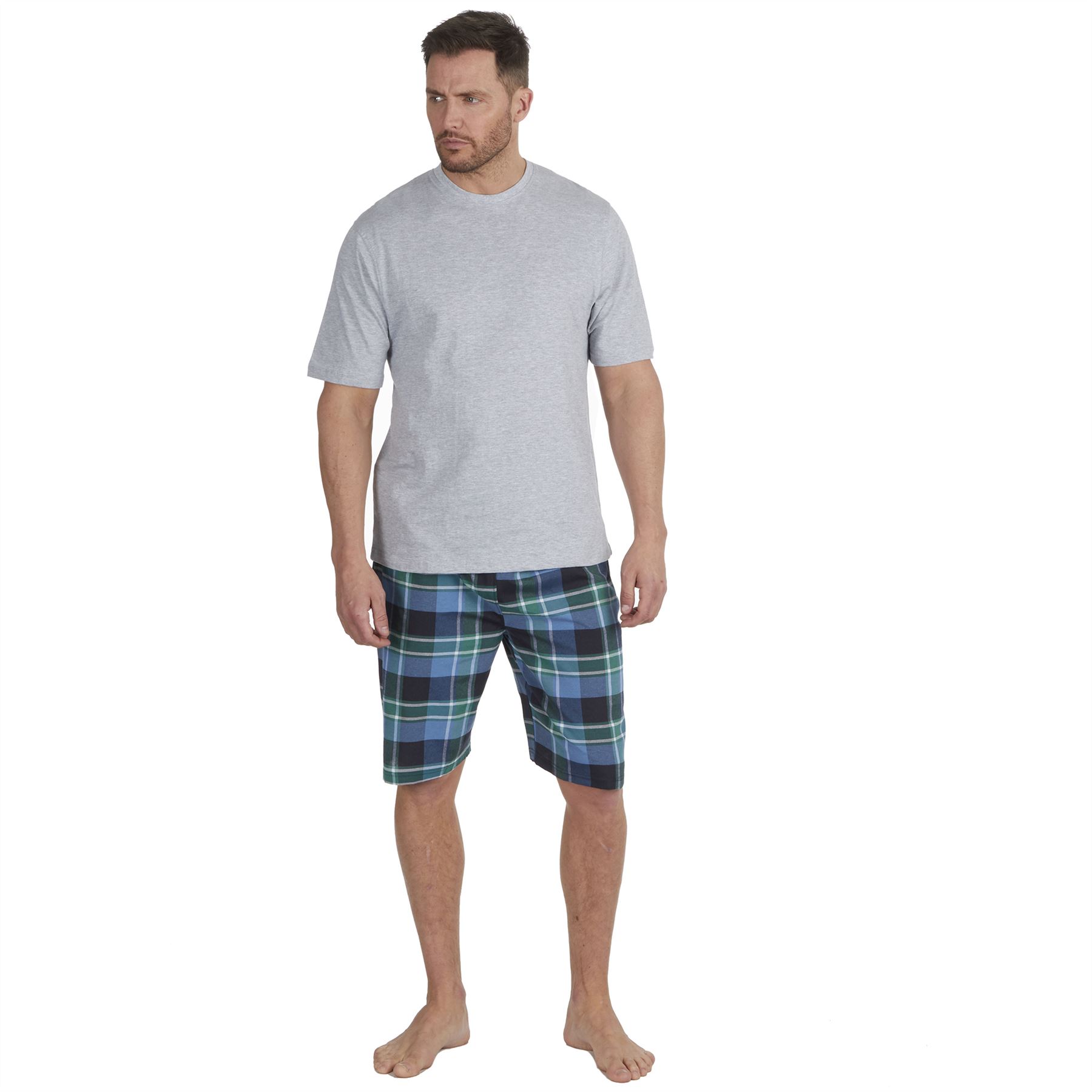 Mens Short Pyjamas Jersey Cotton Short Sleeve Pyjama Set Loose Nightwear PJs - Picture 17 of 46